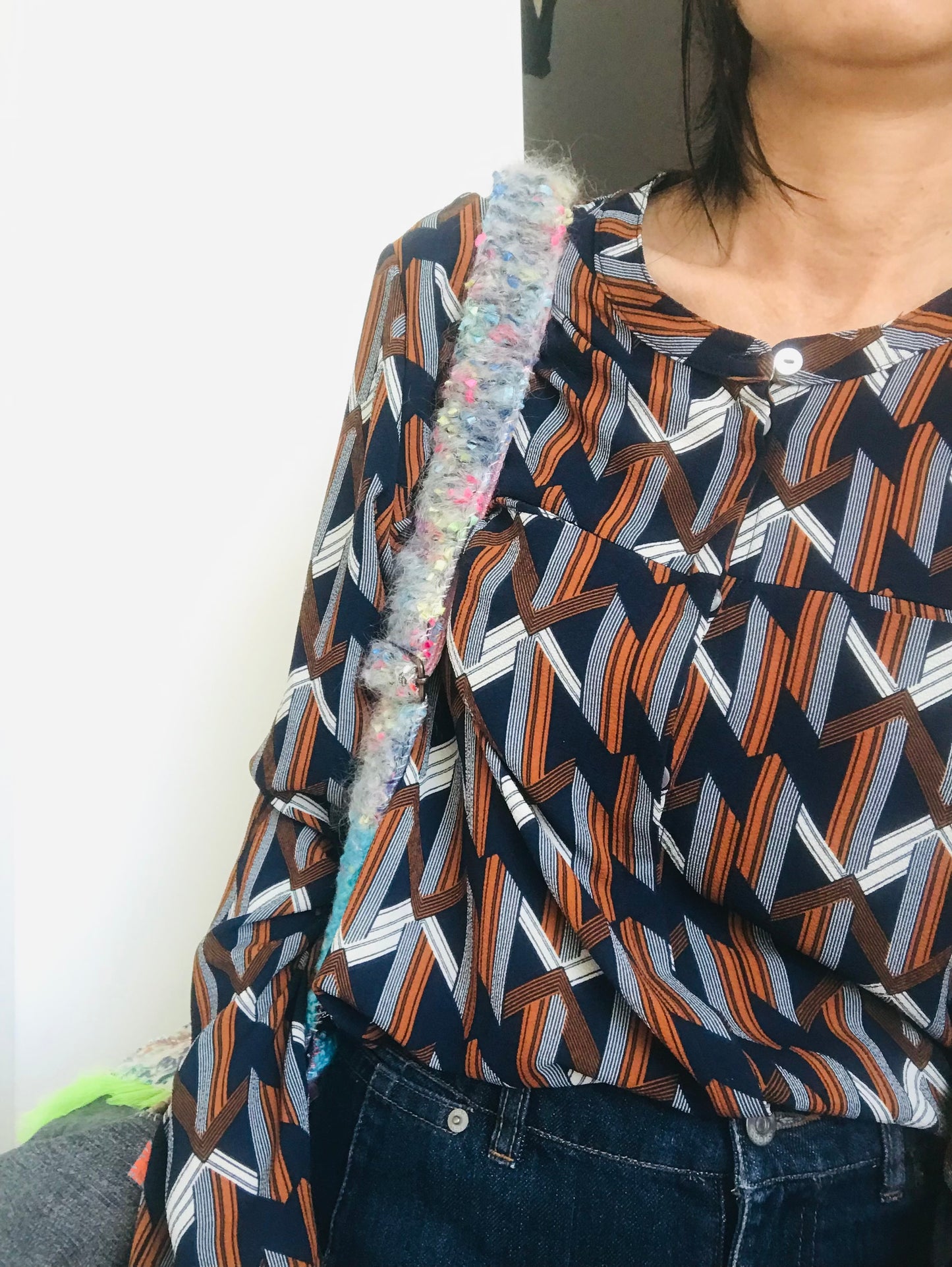 strap  手編みのストラップ　　ウール　布製　毛糸　肩掛けストラップ　スローファッション　ハンドメイド　1900