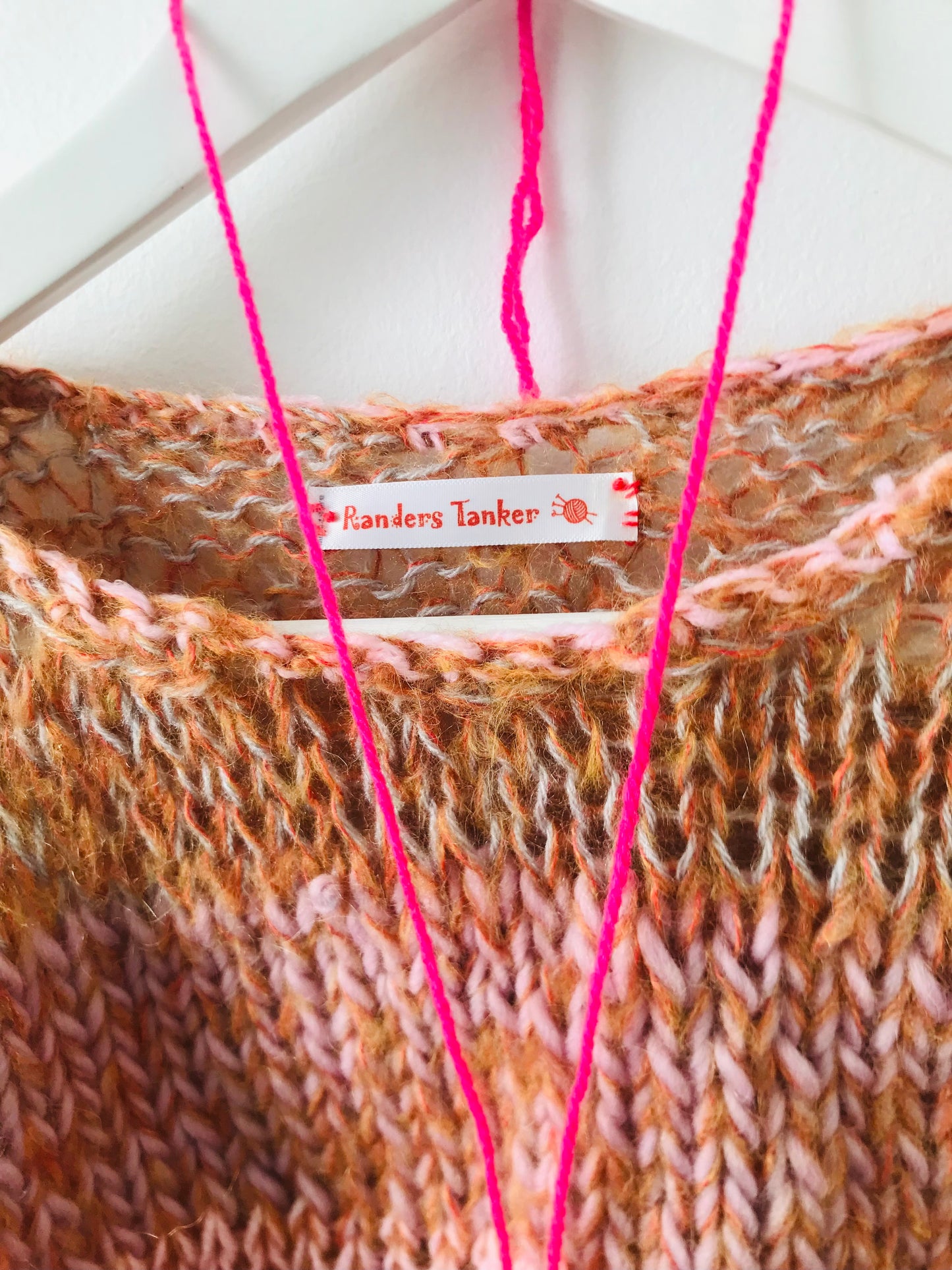 Håndstrikket sweater, slow fashion, fancy garn, unik, kort længde, mohair, 2097