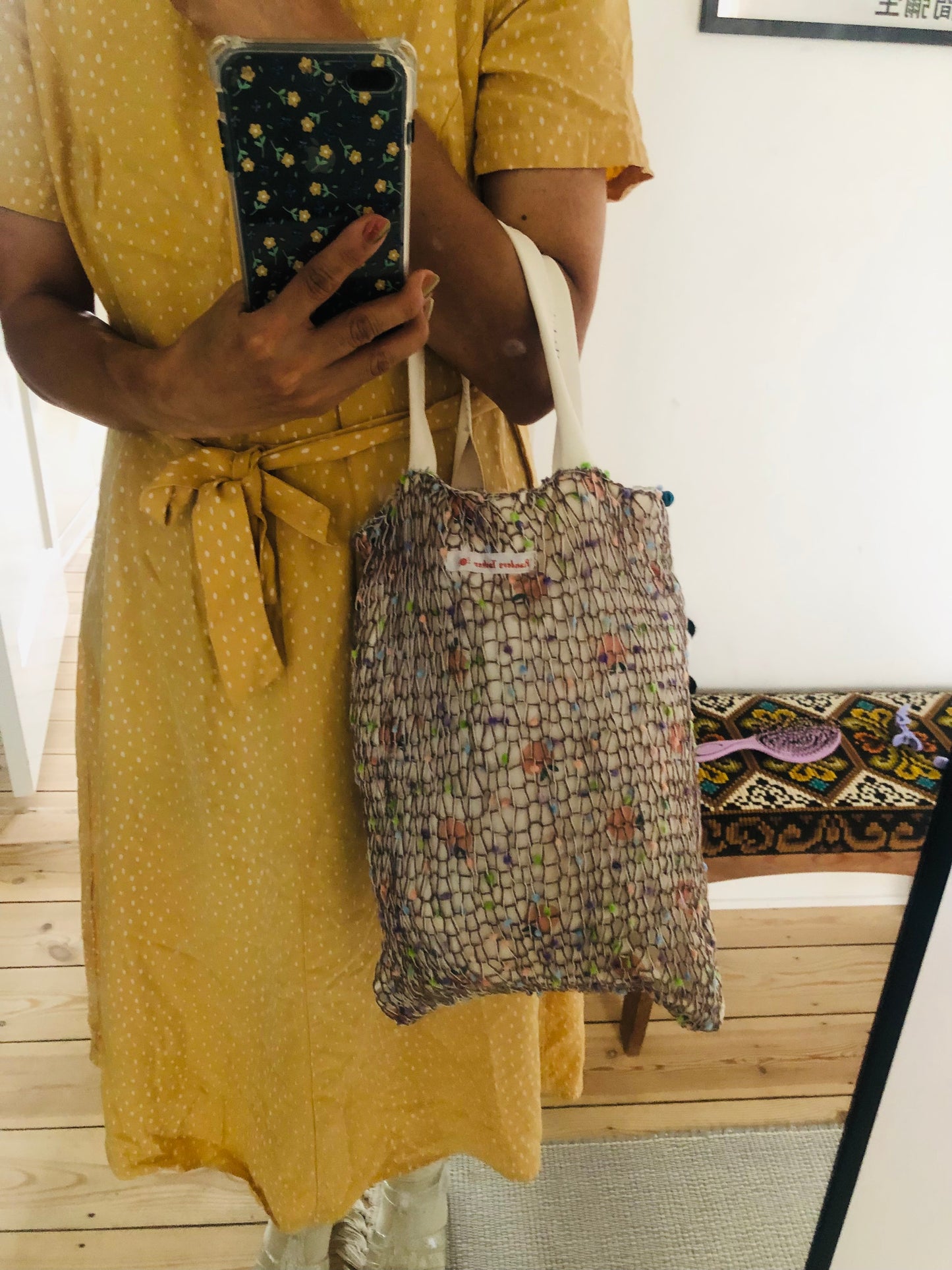 Bag 手縫いのバッグ 布製　編み物　トートバッグ　スローファッション　ハンドメイド　2488