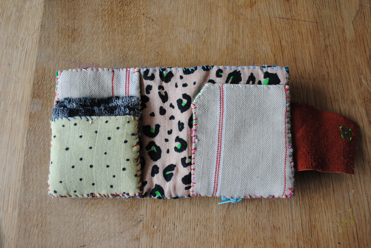 Wallet Cloth Wallet Handmade Hand Sewn Embroidered Patchwork Bifold 1650