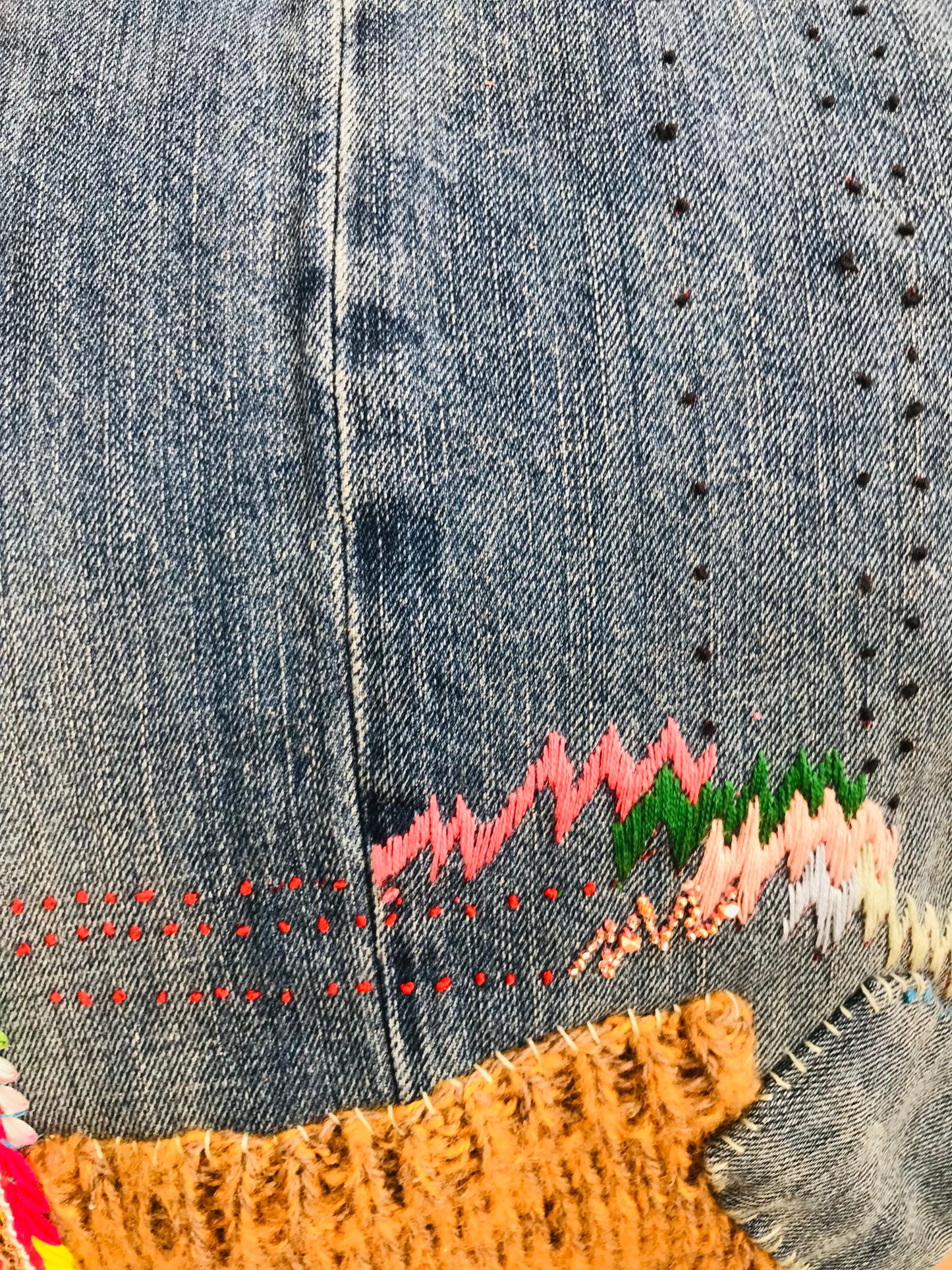 Rucksack Beaded Embroidered Hand Sewn Fabric Canvas 1586