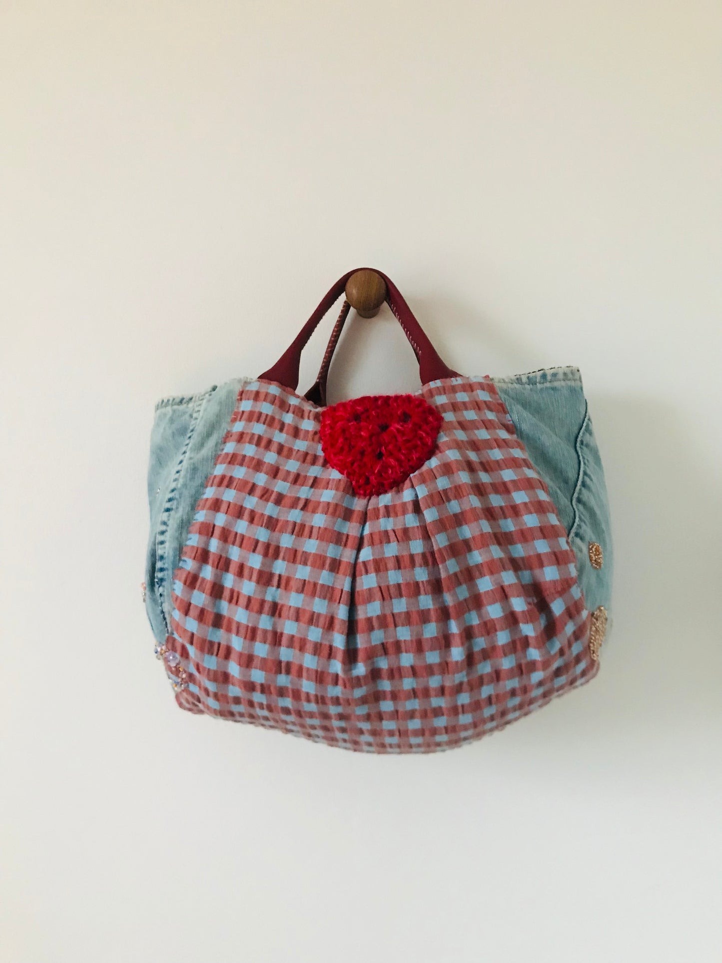 Bag   手縫いのバッグ　布製　トートバッグ　スローファッション　ハンドメイド　2093