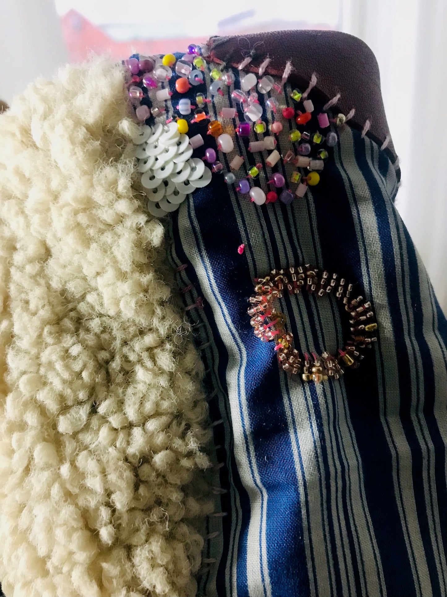 Bag   手縫いのバッグ　  布製　スローファッション　ハンドメイド　1907