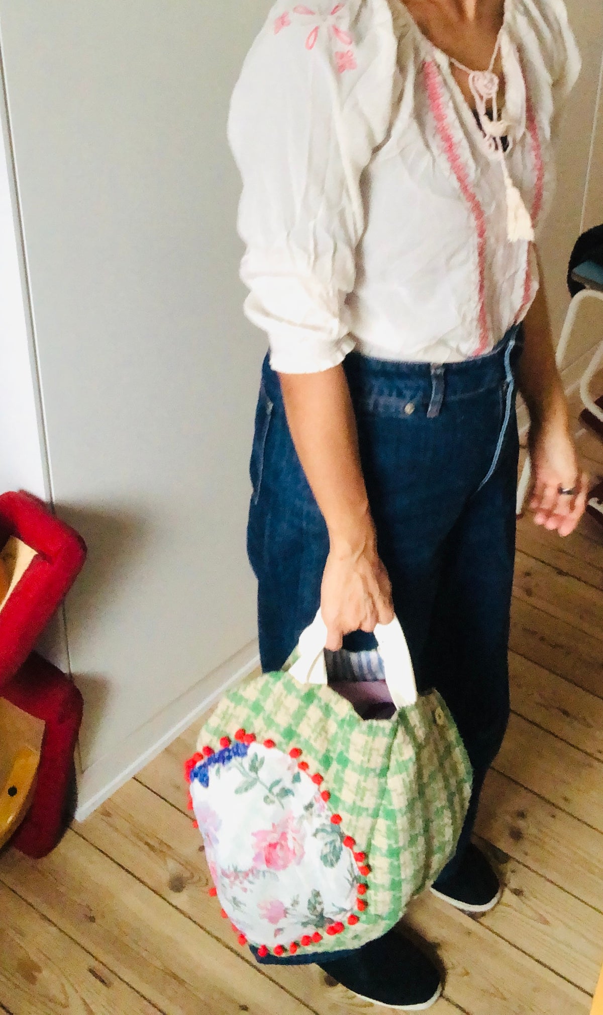 Bag 手縫いのバッグ 布製　トートバッグ　スローファッション　ハンドメイド　2534