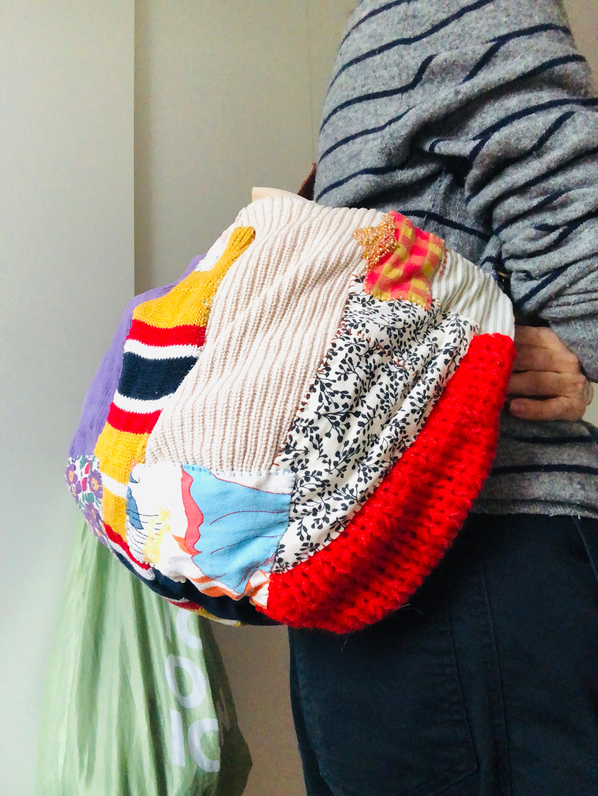 Bag: Hand-stitched fabric tote bag, slow fashion, handmade, 2548