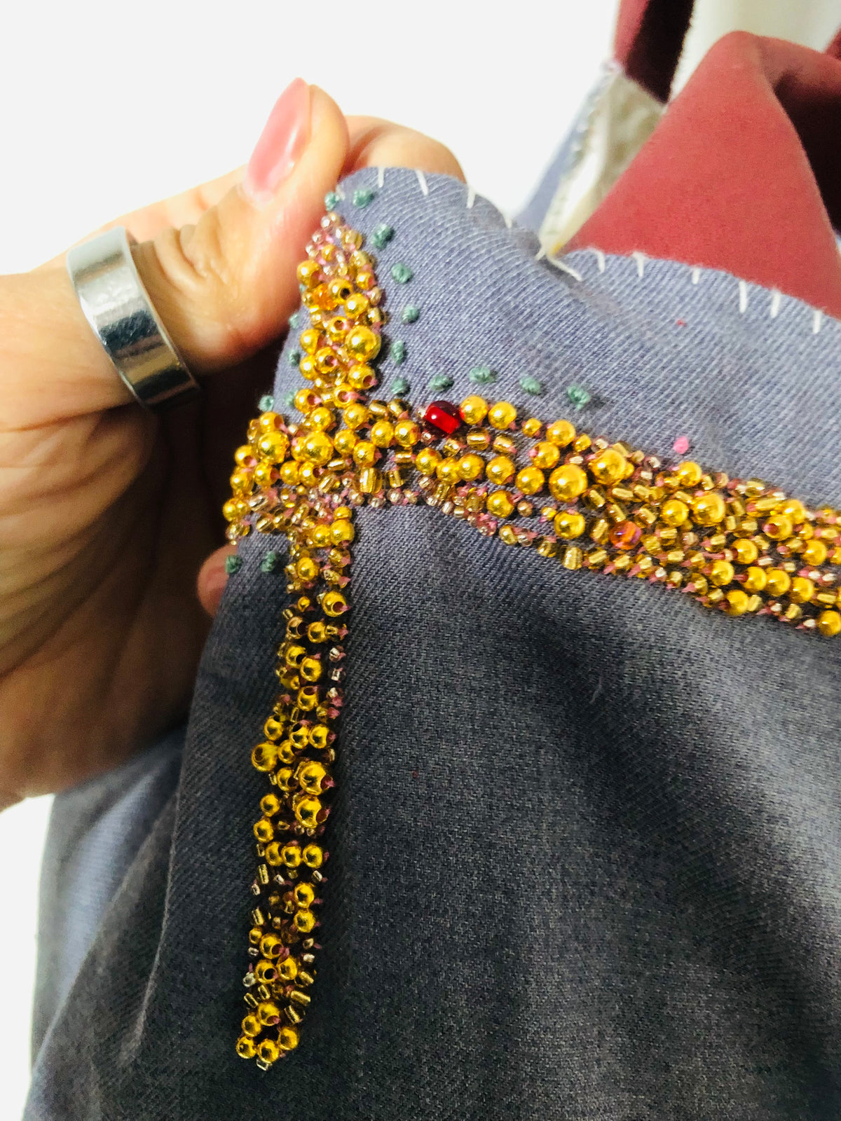 Bag 手縫いのバッグ 布製　トートバッグ　スローファッション　ハンドメイド　2543