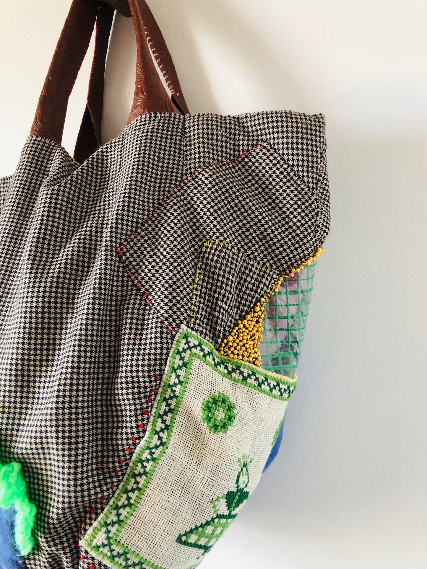 Bag 手縫いのバッグ 布製　トートバッグ　スローファッション　ハンドメイド　2516