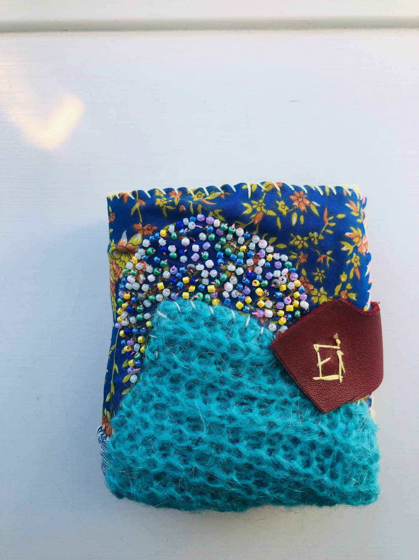 Wallet, fabric wallet, handmade, hand-sewn, embroidered, patchwork, bifold, 2442