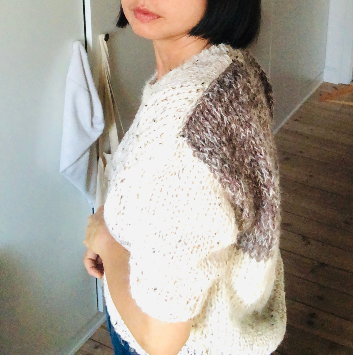 セーター　スローファッション　ファンシーヤーン　半袖　一点もの　2535