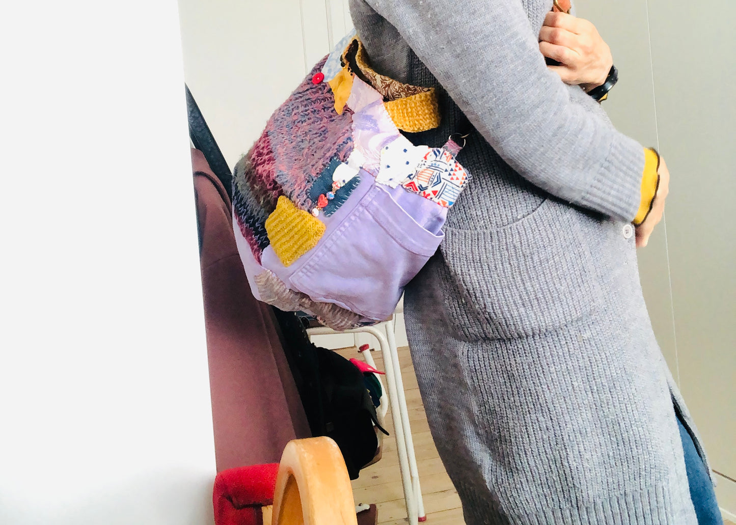 Bag Hand-sewn cloth tote bag Slow fashion Handmade 2423