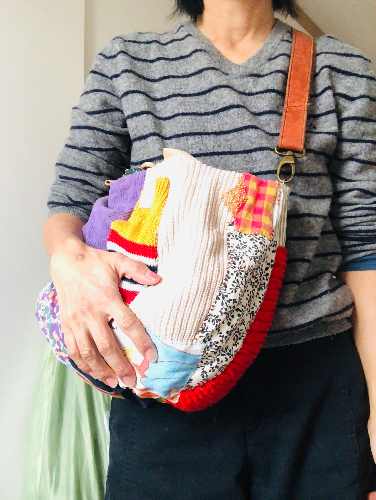 Bag: Hand-stitched fabric tote bag, slow fashion, handmade, 2548