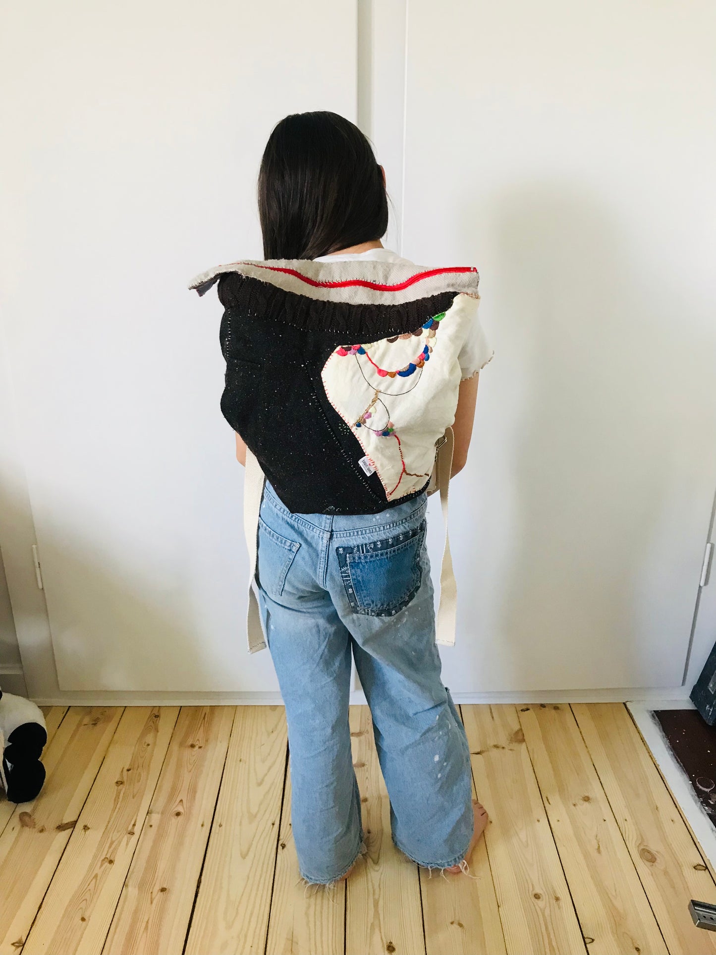 Rucksack Beaded Embroidered Hand Sewn Fabric Canvas 1586