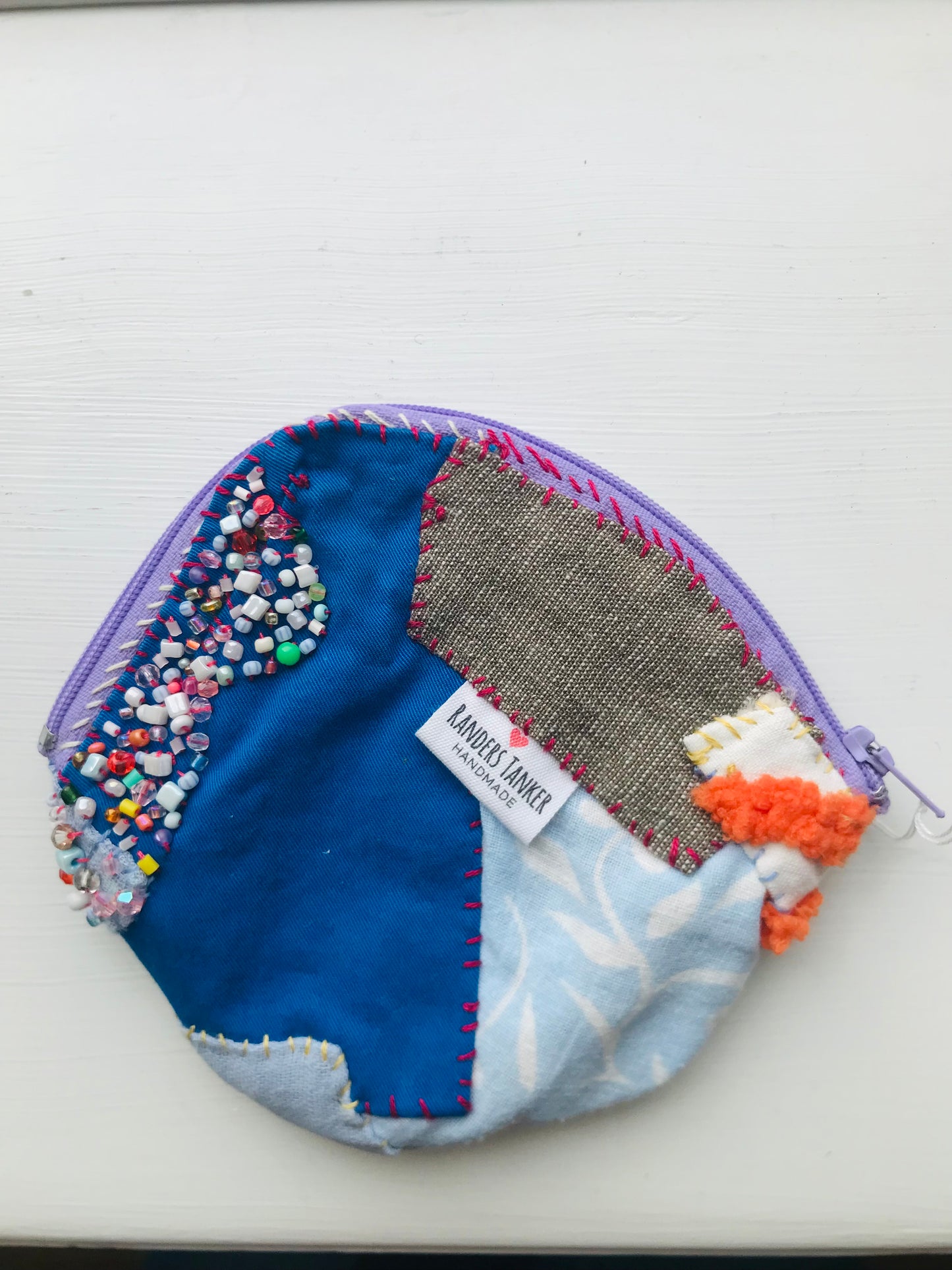 Coin case, beads, hand-sewn, embroidered, cloth, coin purse, handmade 2042