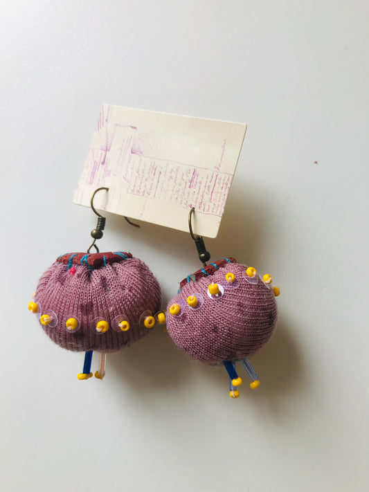 accessories hand sewn earrings maybe asymmetrical earrings beads fabric slow fashion handmade 1846