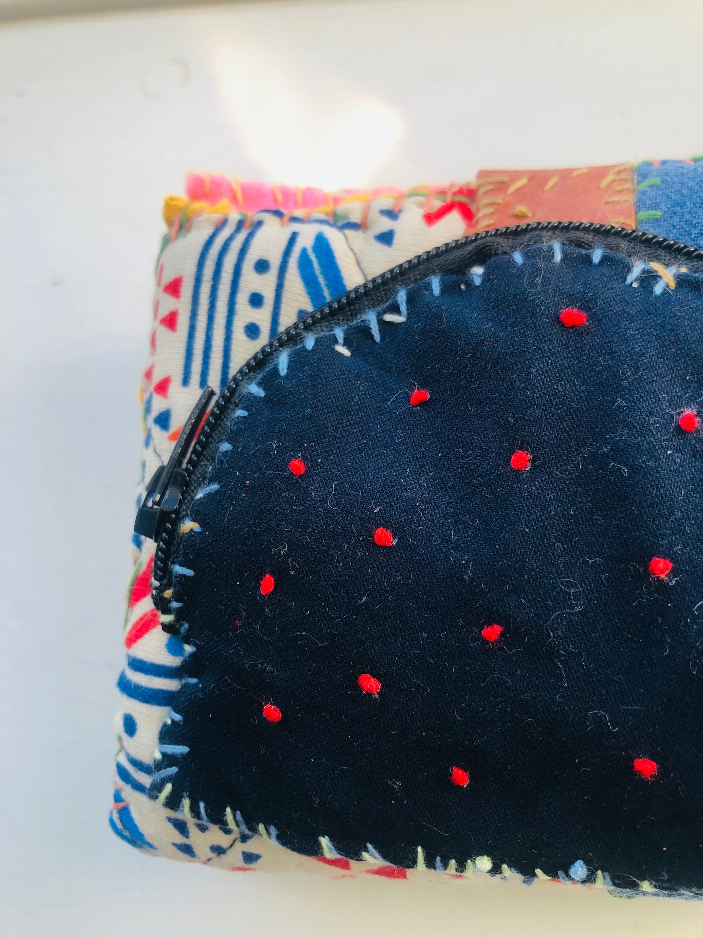 Wallet, fabric wallet, handmade, hand-sewn, embroidered, patchwork, bifold, 2441