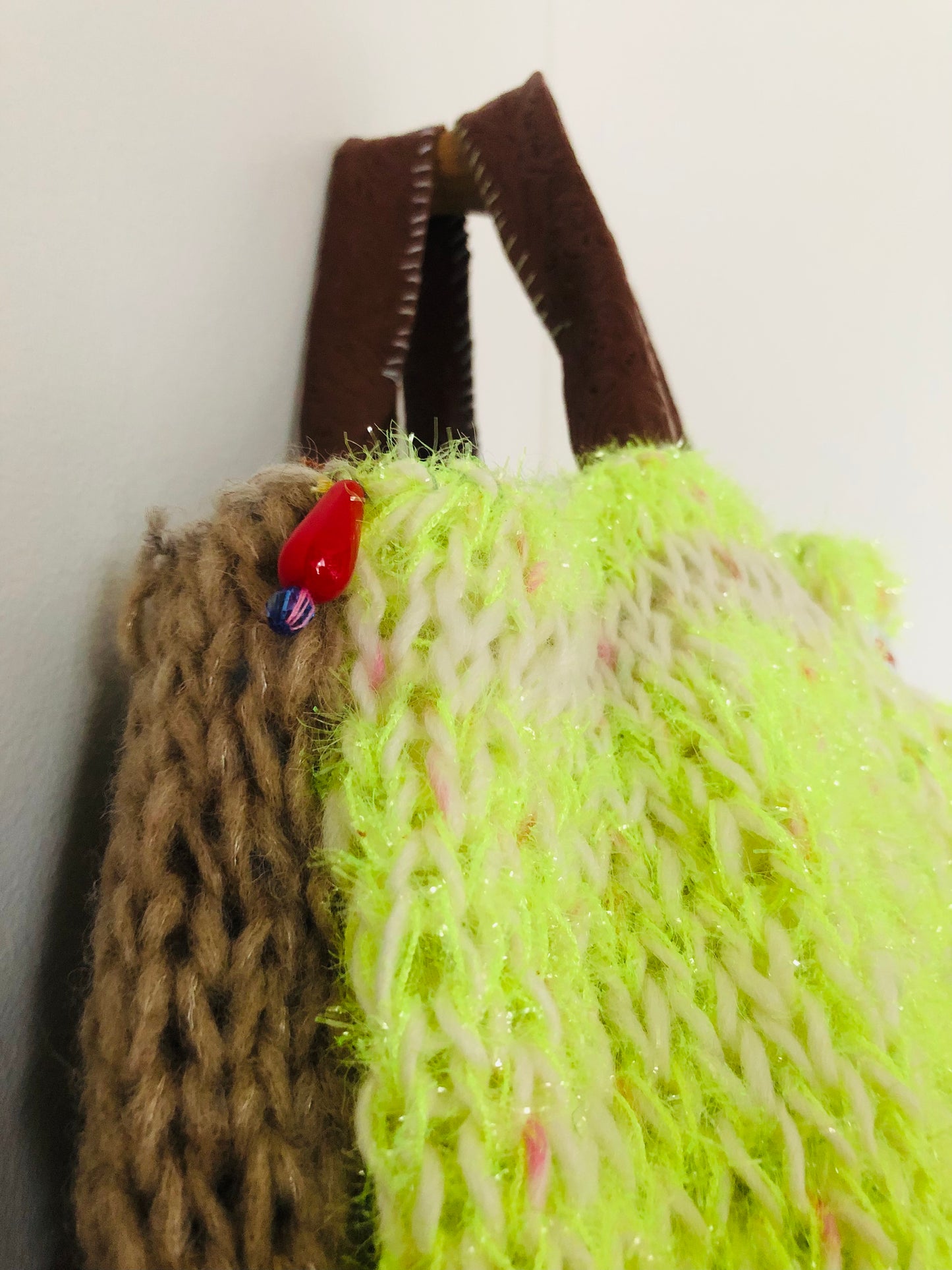 Bag 手縫いのバッグ 布製　編み物　トートバッグ　スローファッション　ハンドメイド　2527