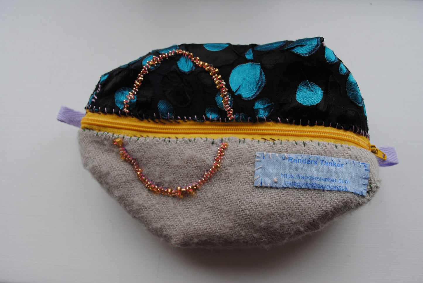 Pouch hand sewn cloth handmade bead embroidery 1792