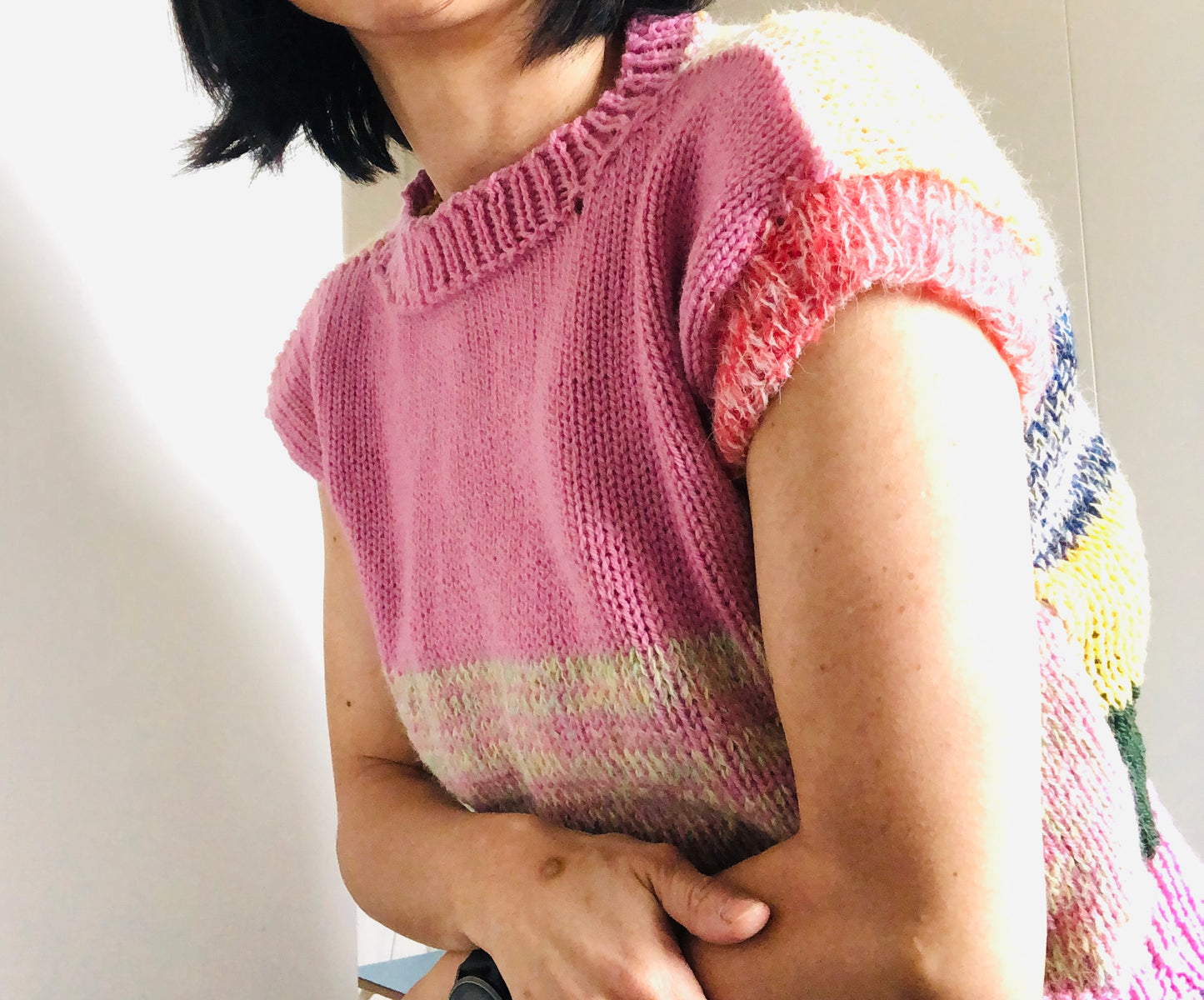 Vest, Sweater, Knitting, Yarn, Wool, Mohair, Slow Fashion, Fancy Yarn, One of a kind, 2418