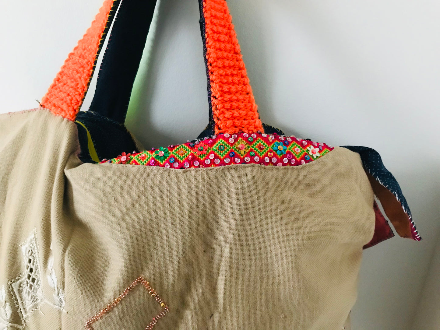 Bag   手縫いのバッグ　  布製　スローファッション　ハンドメイド　1890