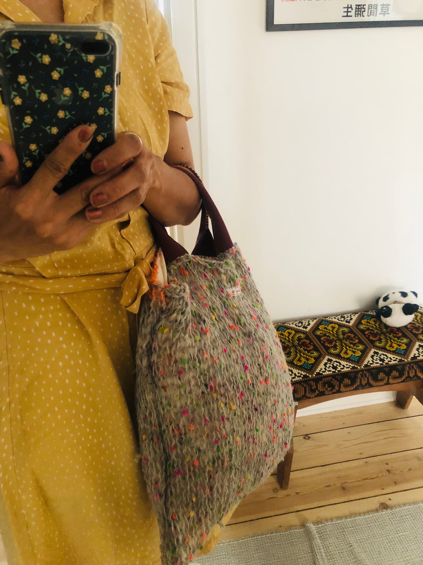 Bag 手縫いのバッグ 布製　編み物　トートバッグ　スローファッション　ハンドメイド　2497