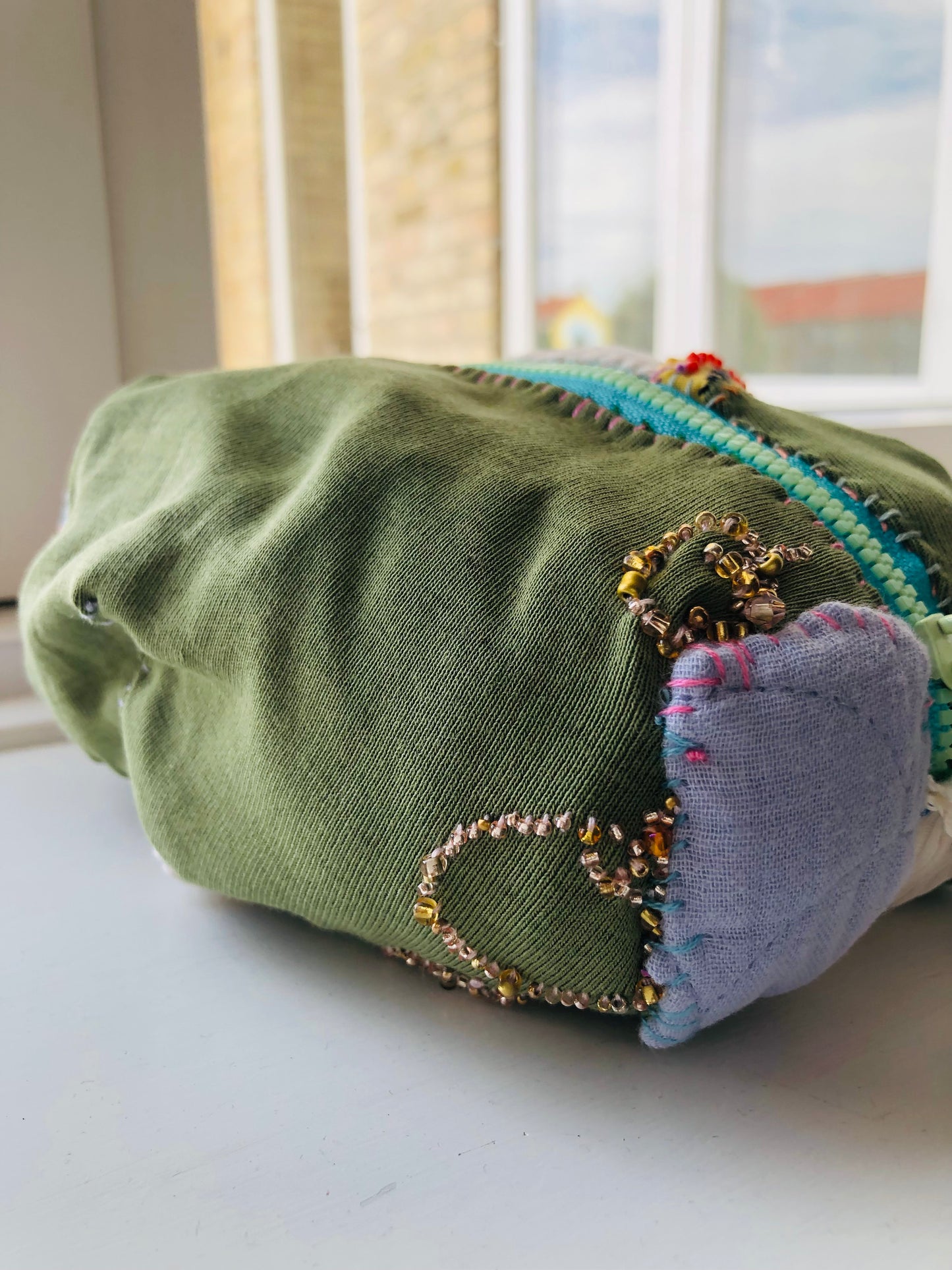 Pouch, hand-sewn, fabric, pen case,小物入れ, handmade, beaded embroidery, 2429