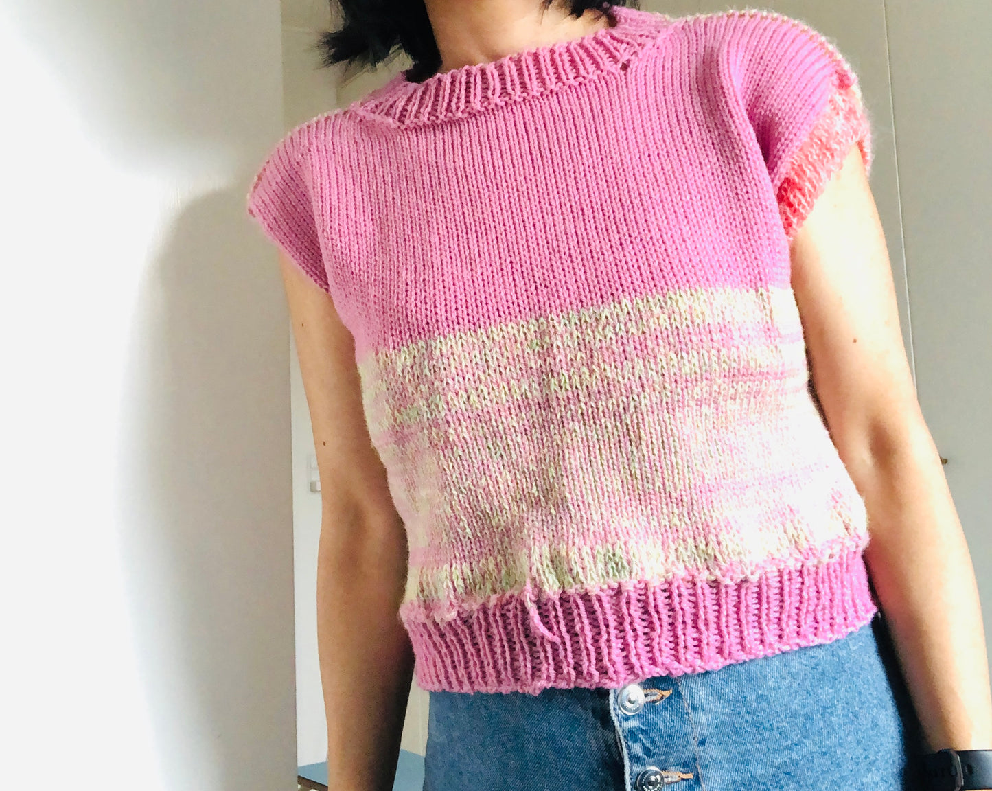 Vest, Sweater, Knitting, Yarn, Wool, Mohair, Slow Fashion, Fancy Yarn, One of a kind, 2418