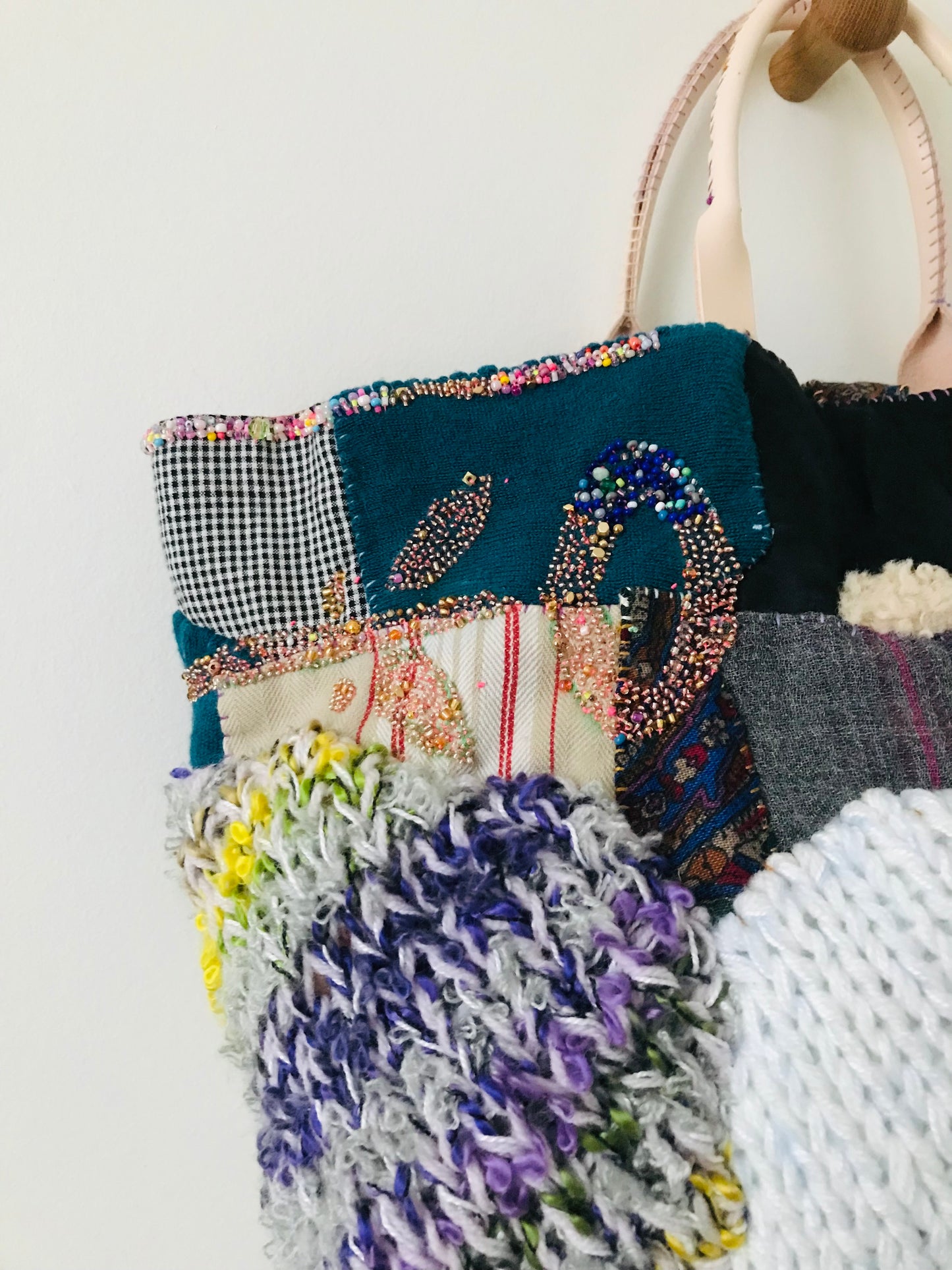 Bag   手縫いのバッグ　 ツギハギ　 布製　スローファッション　ハンドメイド　1932