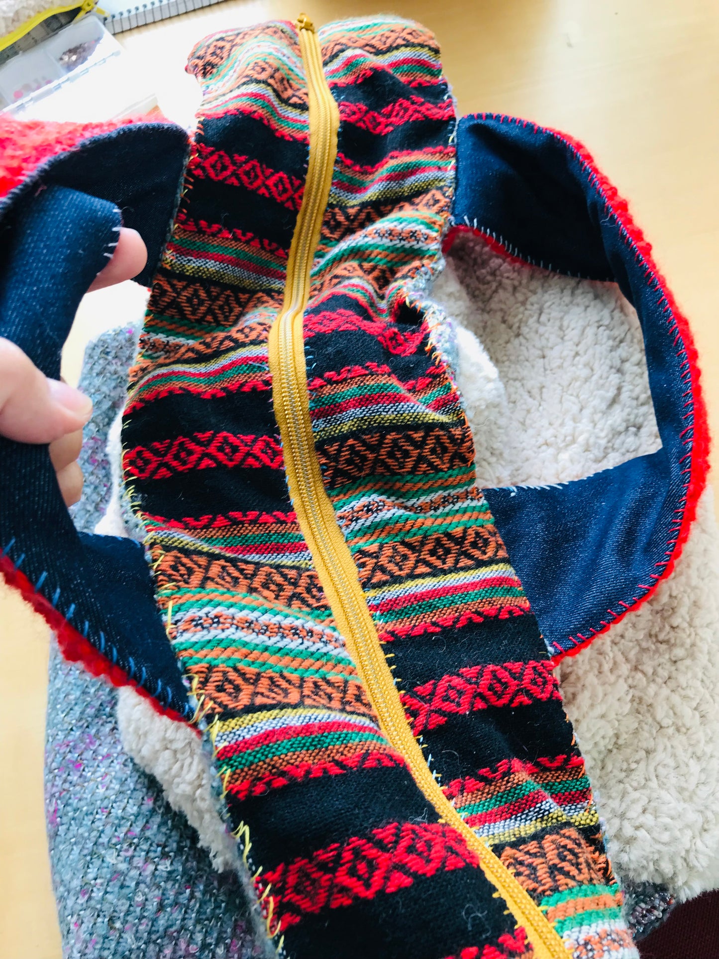 Bag   手縫いのバッグ　  布製　スローファッション　ハンドメイド　1891