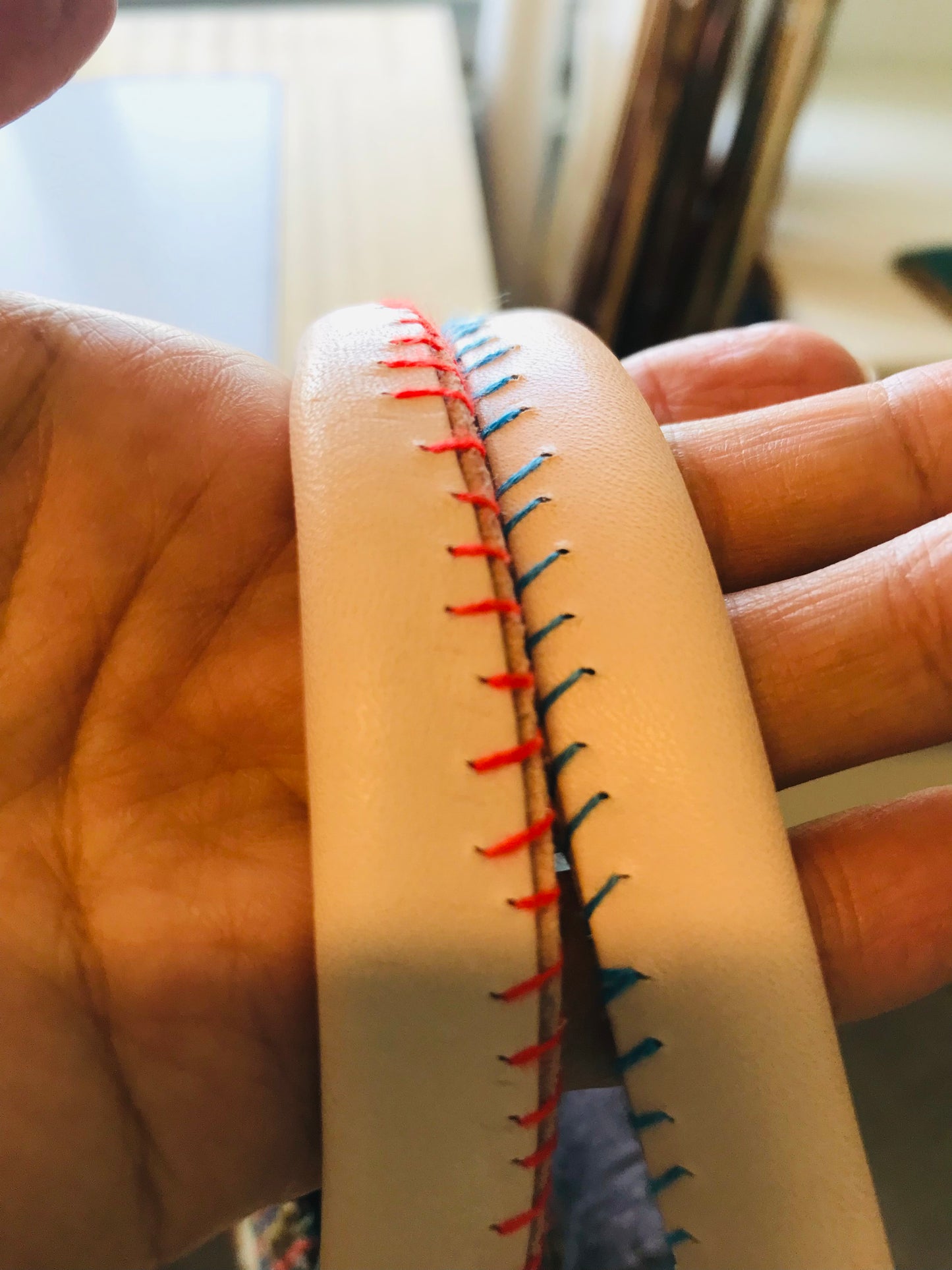 Bag   手縫いのバッグ　  布製　本革持ち手　スローファッション　ハンドメイド　1855