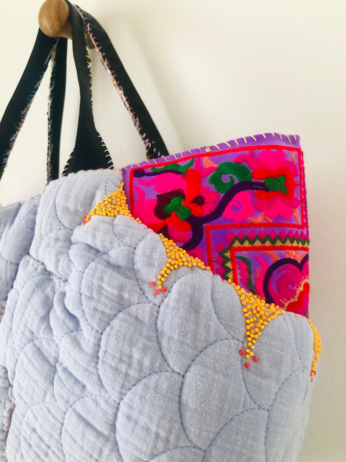 Bag Hand-stitched bag, fabric tote bag, slow fashion, handmade, 2473