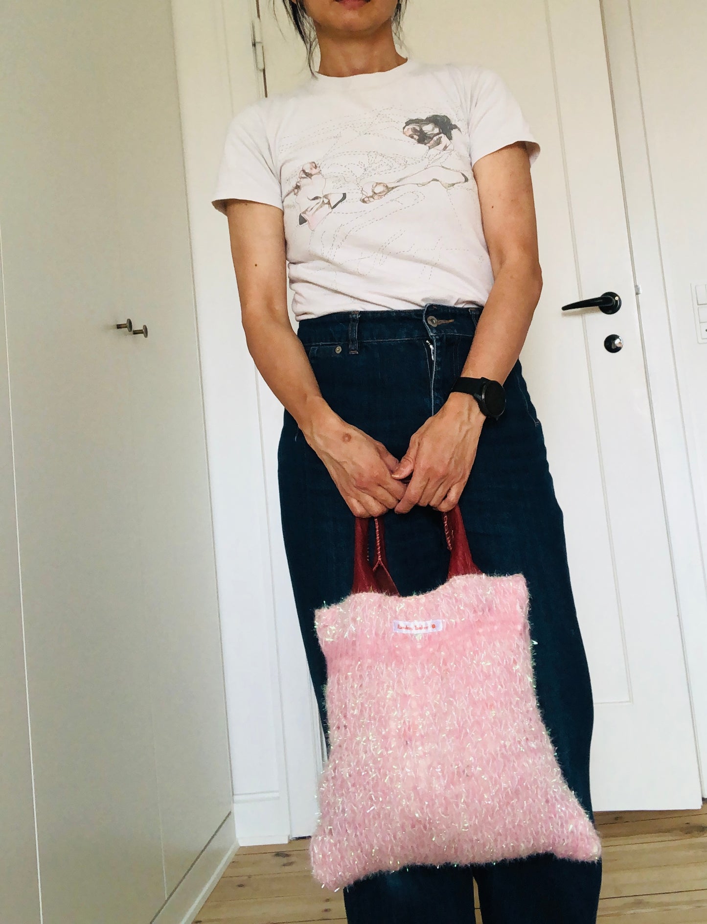 Bag 手縫いのバッグ 布製　編み物　トートバッグ　スローファッション　ハンドメイド　2486