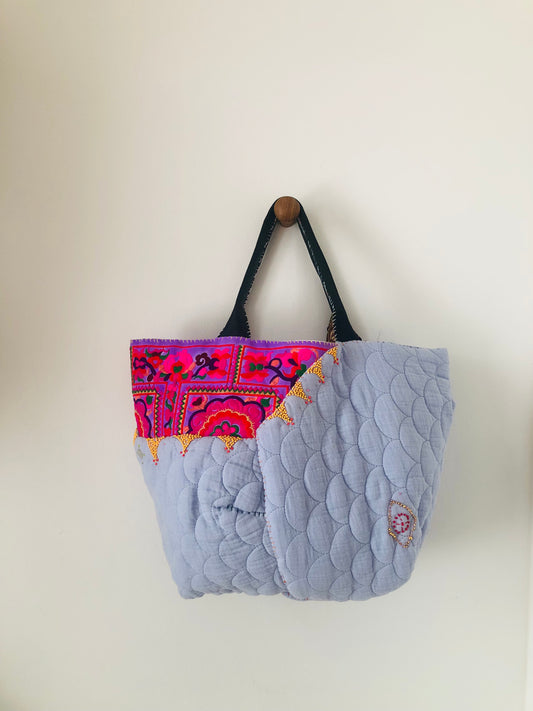Bag Hand-stitched bag, fabric tote bag, slow fashion, handmade, 2473