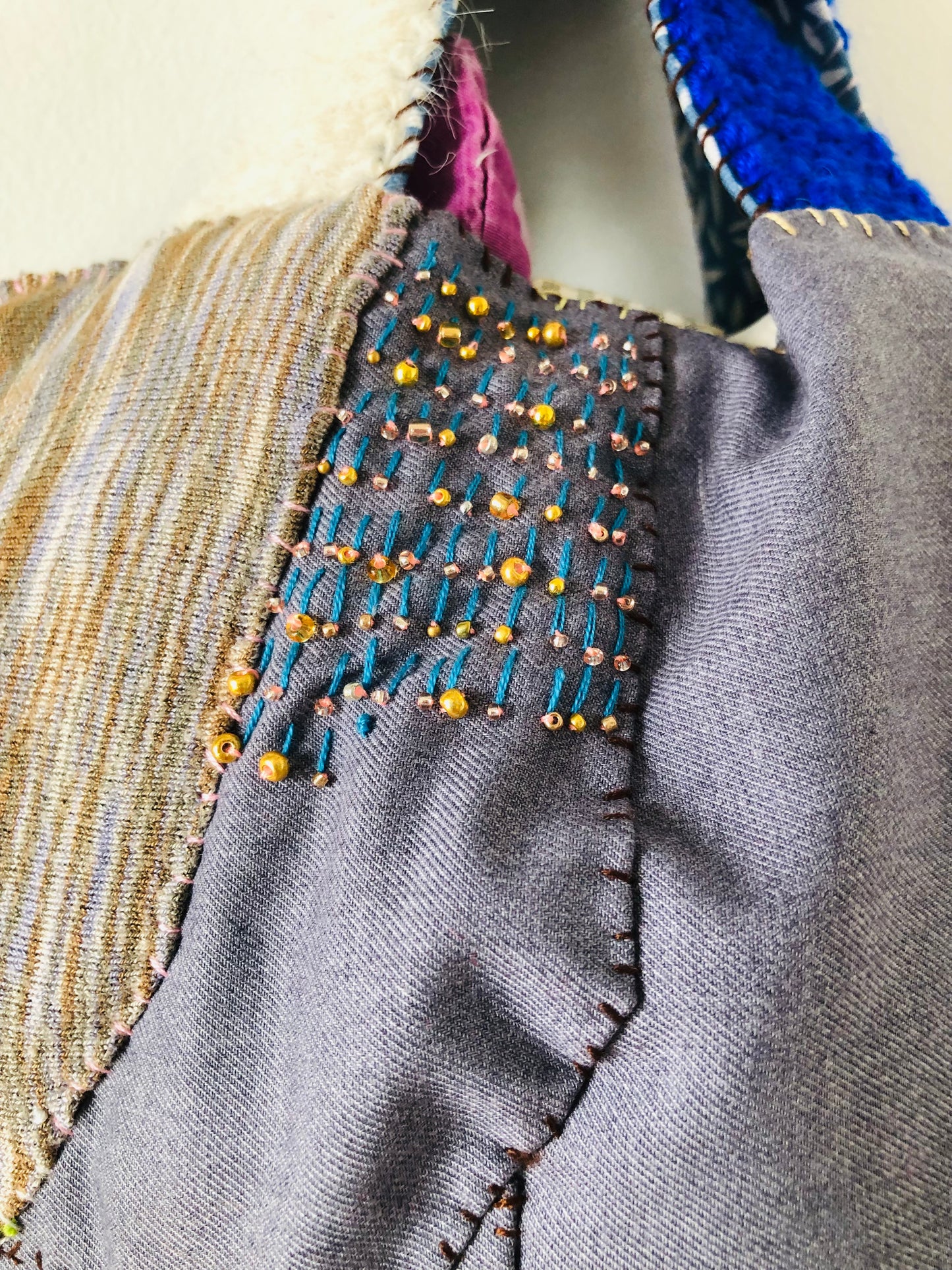 Bag 手縫いのバッグ 布製　トートバッグ　スローファッション　ハンドメイド　2408