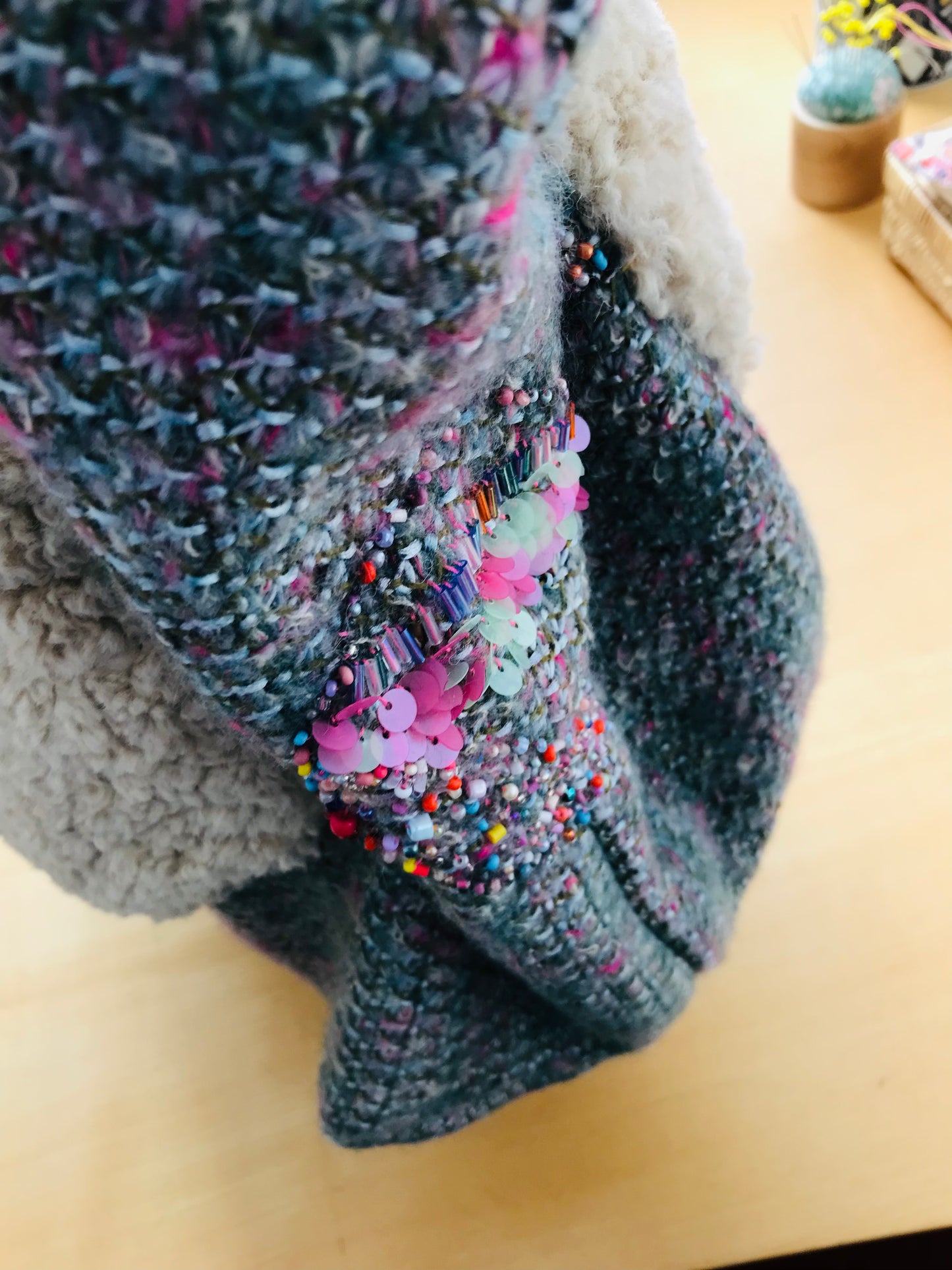 Bag   手縫いのバッグ　  布製　スローファッション　ハンドメイド　1891