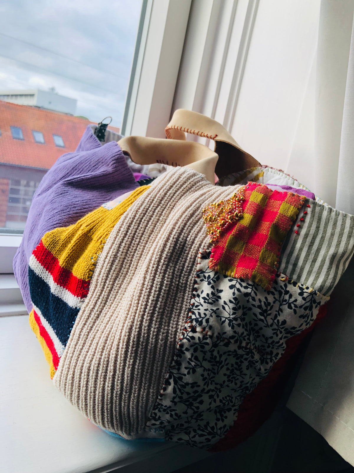 Bag: Hand-stitched fabric tote bag, slow fashion, handmade, 2548