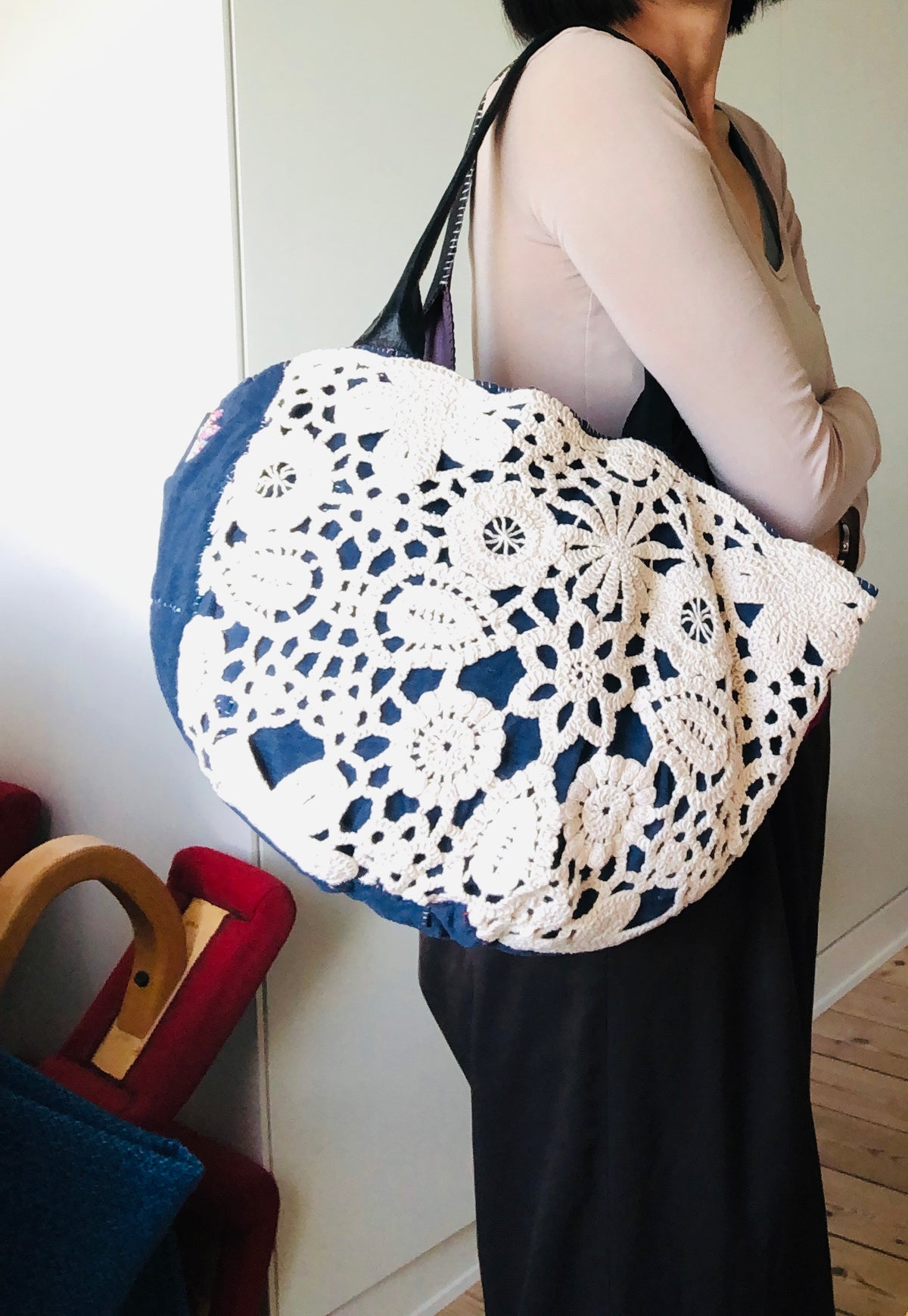 Bag Hand-stitched bag, fabric, tote bag, slow fashion, handmade, 2547