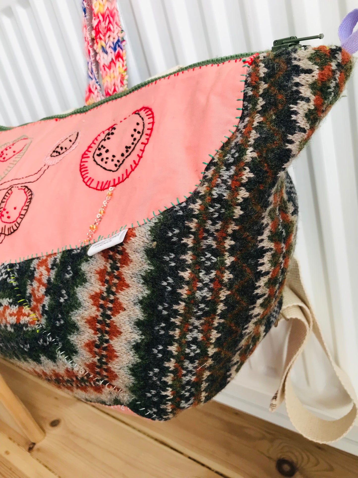 Rucksack Beaded Embroidered Hand Sewn Fabric Canvas 1586