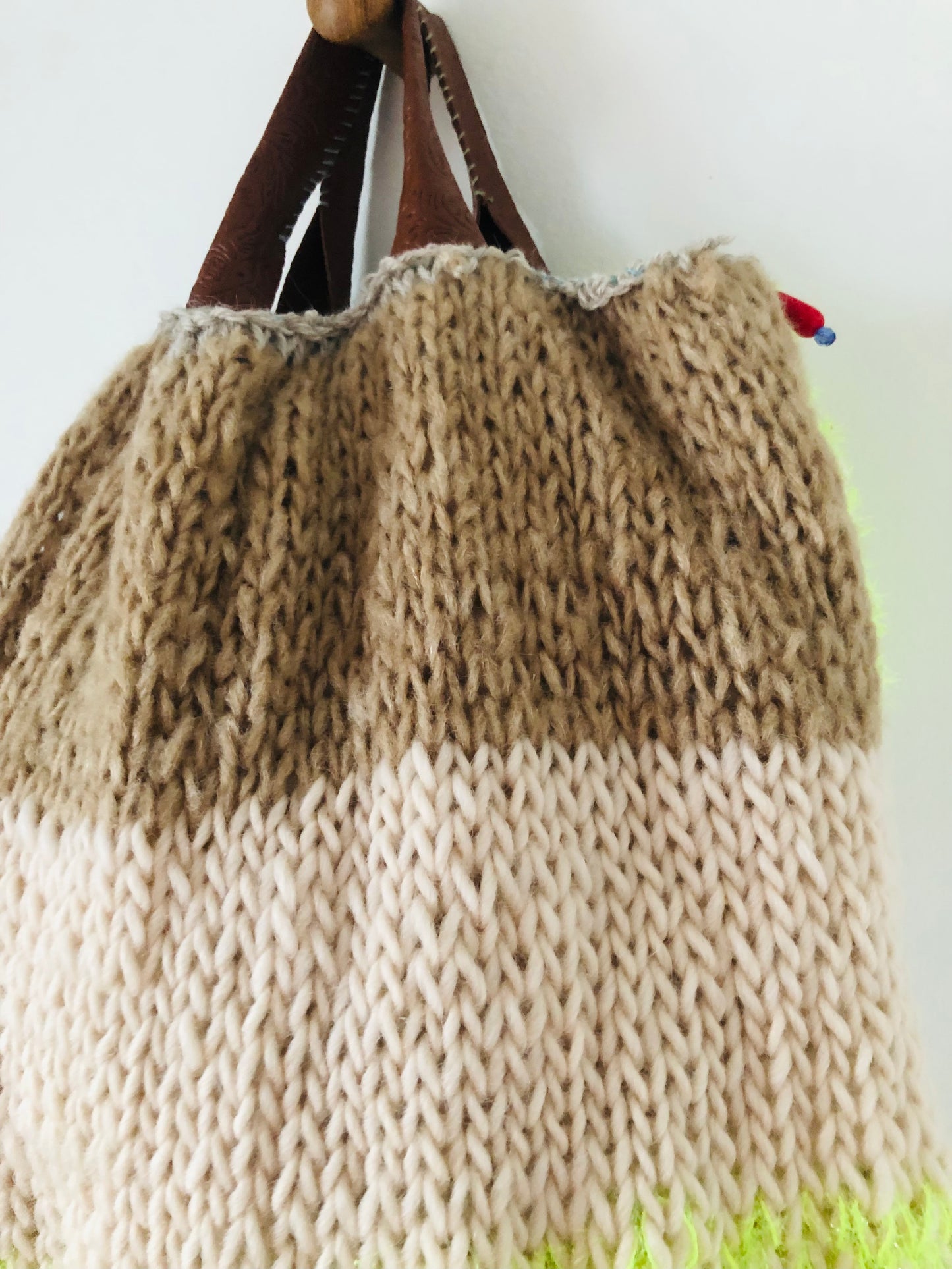 Bag 手縫いのバッグ 布製　編み物　トートバッグ　スローファッション　ハンドメイド　2527