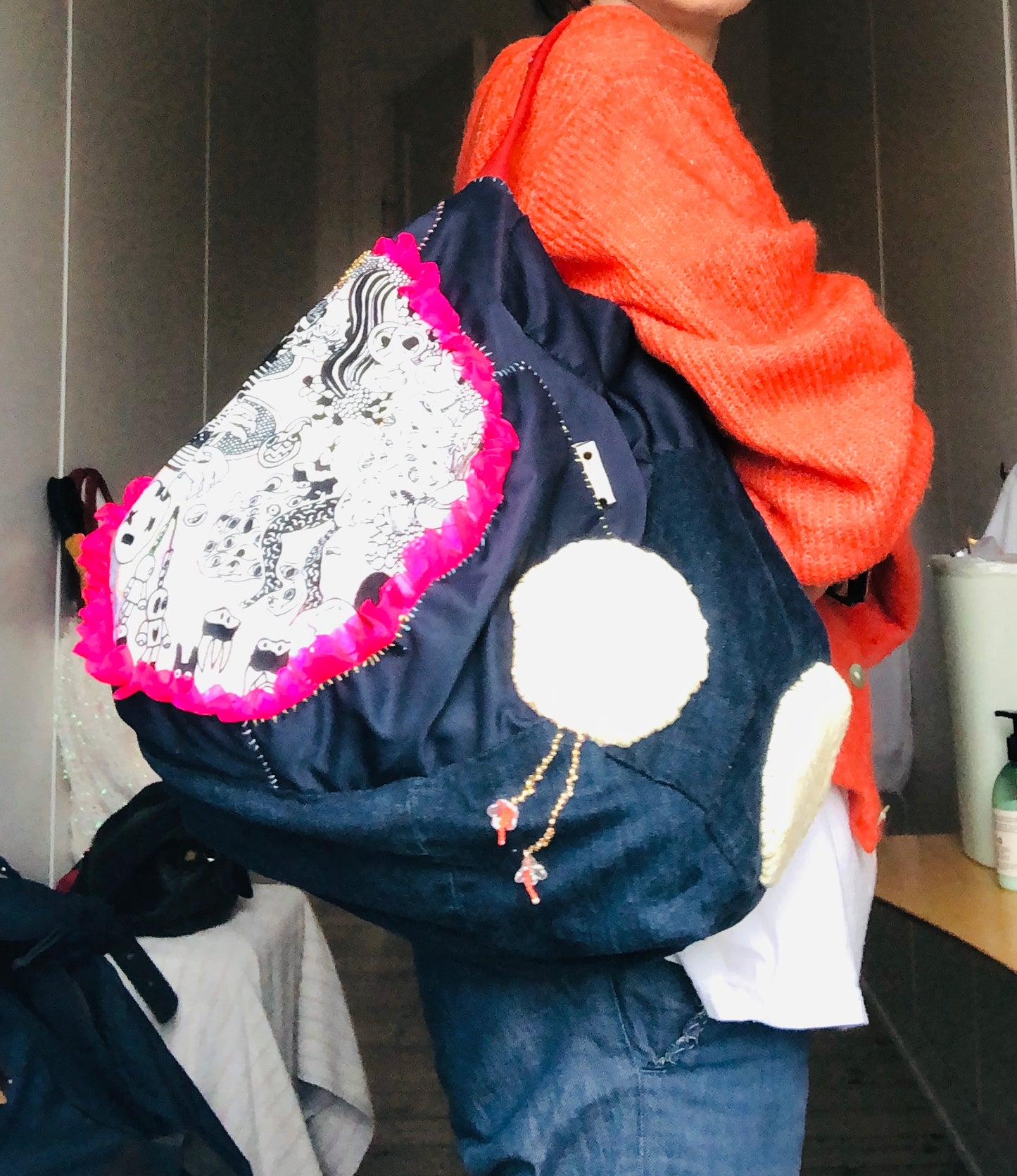 Bag 手縫いのバッグ 布製　トートバッグ　スローファッション　ハンドメイド　2464