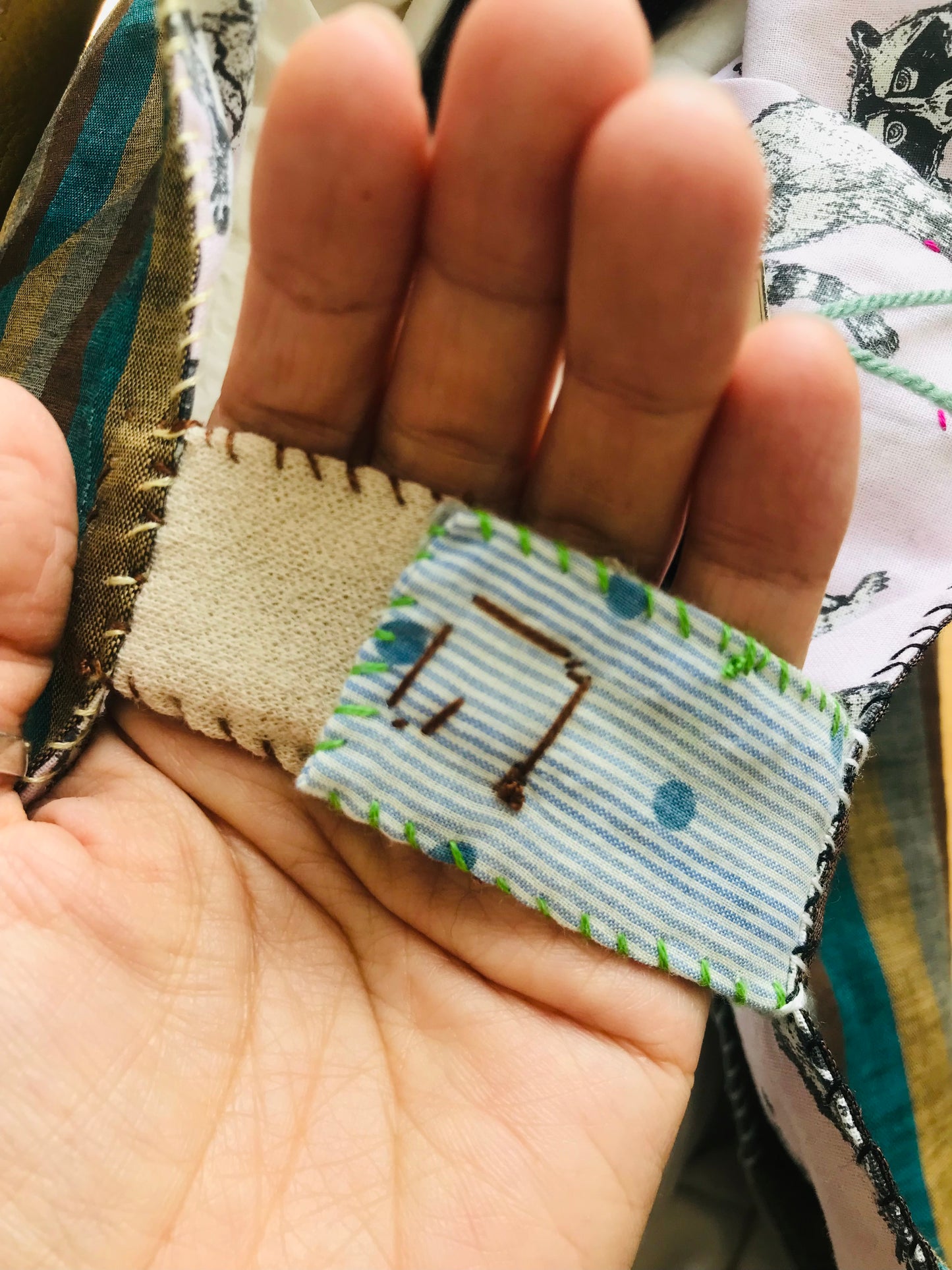 Bag   手縫いのバッグ　布製　スローファッション　ハンドメイド　2033