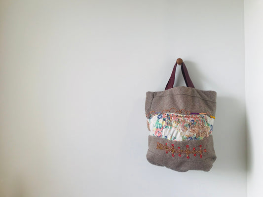 Håndsyet stoftaske, slow fashion, håndlavet, 1886