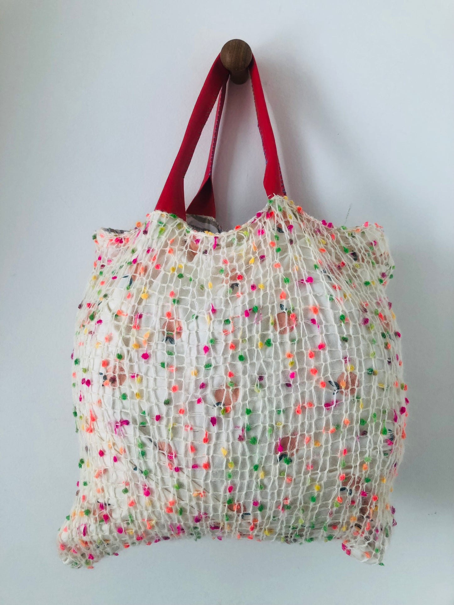 Bag 手縫いのバッグ 布製　編み物　トートバッグ　スローファッション　ハンドメイド　2499