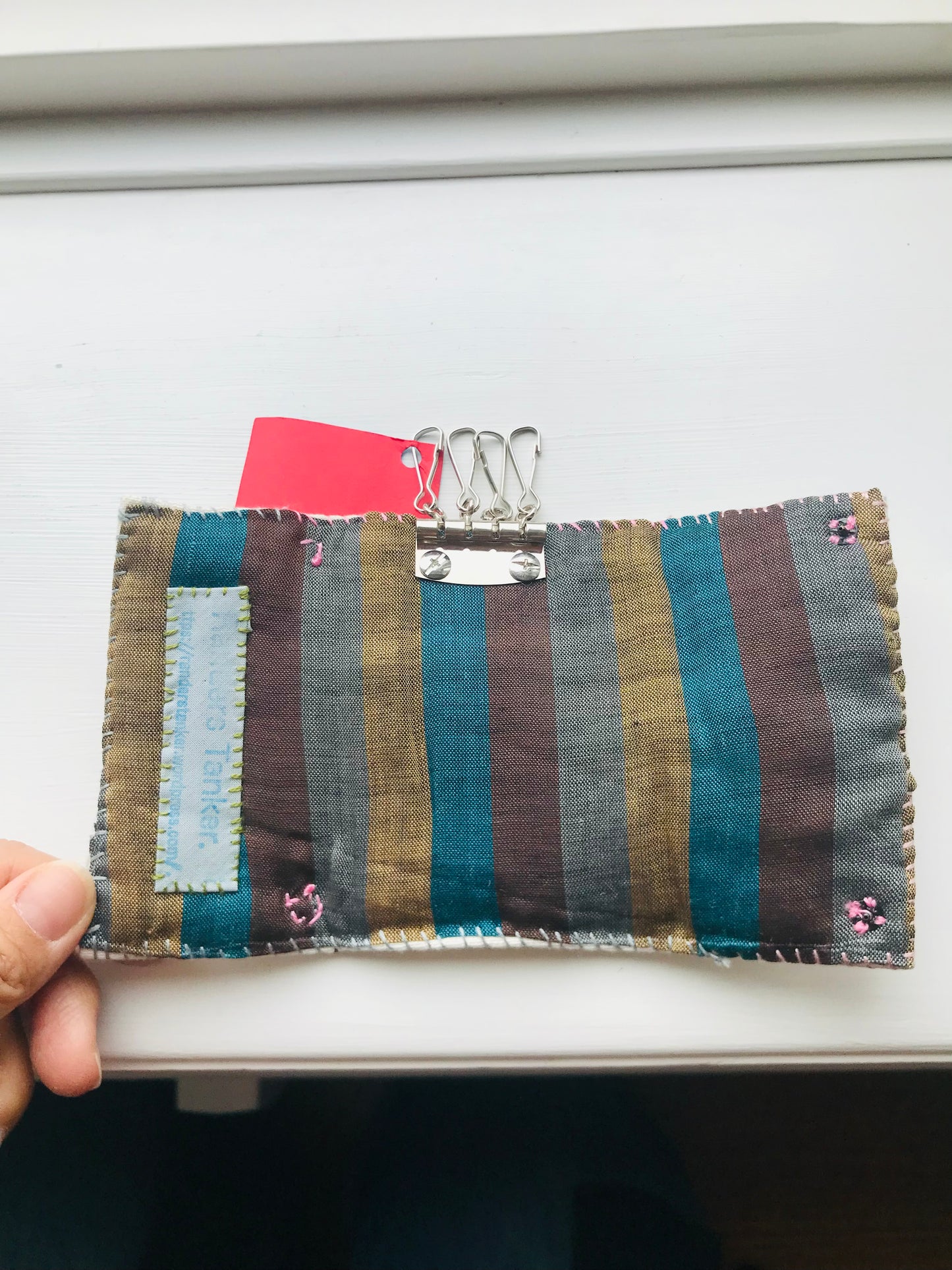 Keyholder 手縫いのキーホルダー　4連　布製　スローファッション　ハンドメイド　2037