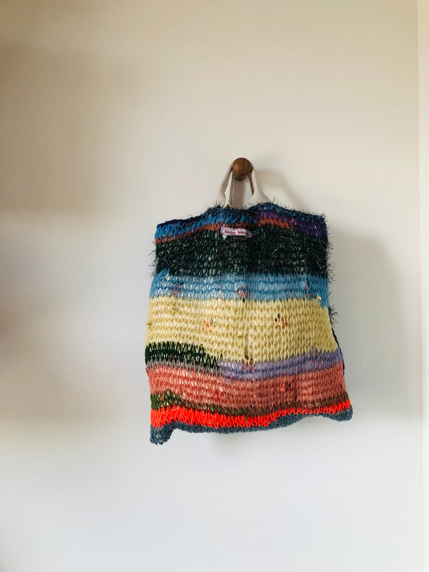 Bag Hand-sewn cloth bag, knitted tote bag, slow fashion, handmade 2485