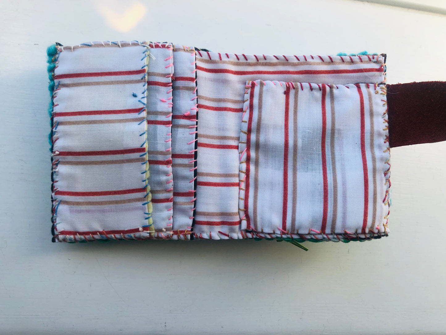 Wallet, fabric wallet, handmade, hand-sewn, embroidery, patchwork, bi-fold, 2444