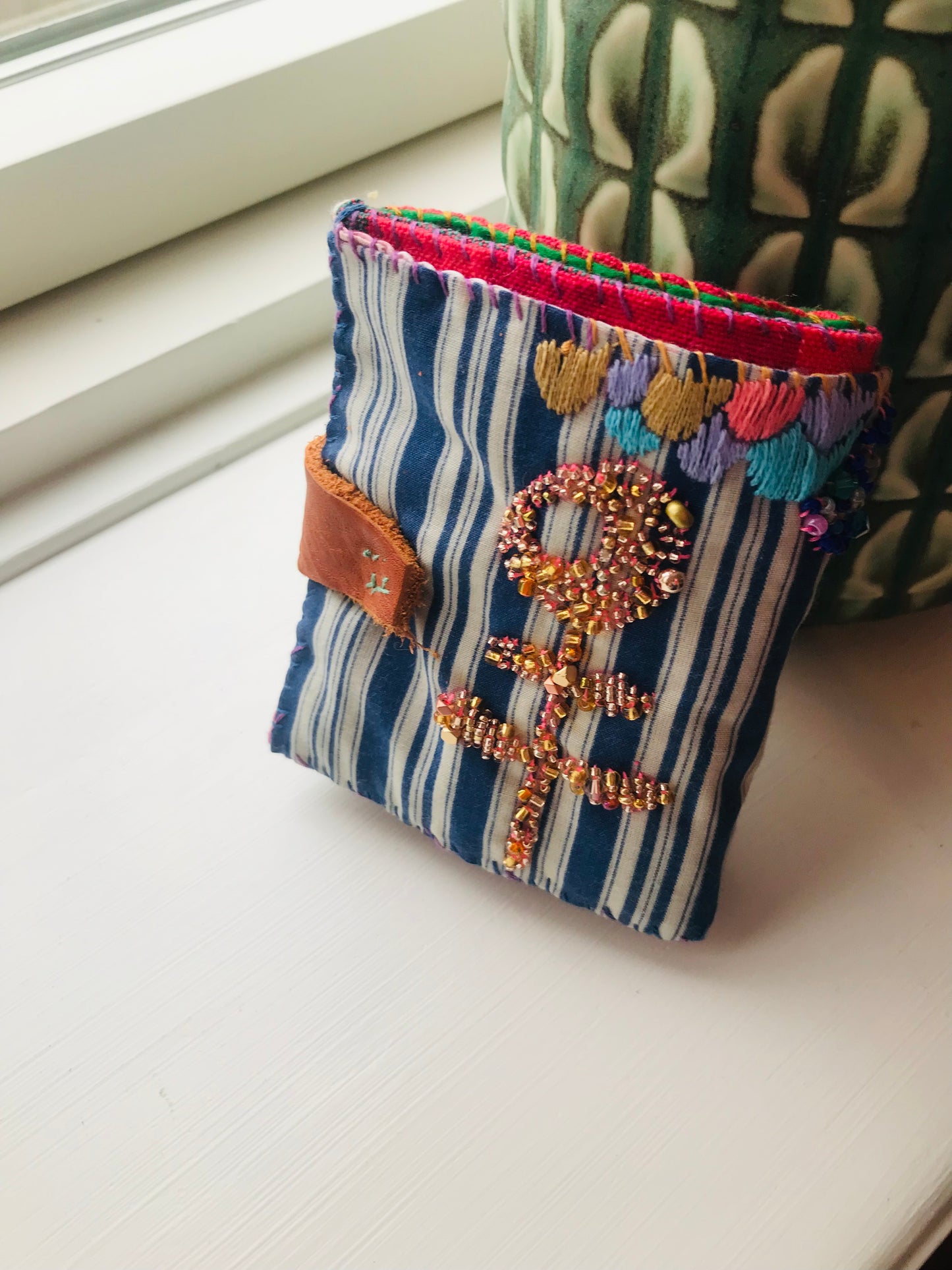 Wallet Fabric Wallet Handmade Hand-sewn Embroidered Patchwork Bi-fold 1913
