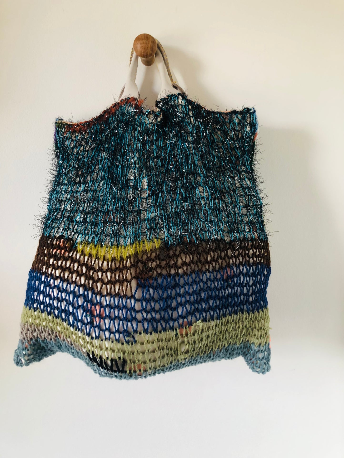 Bag Hand-sewn cloth bag, knitted tote bag, slow fashion, handmade 2485