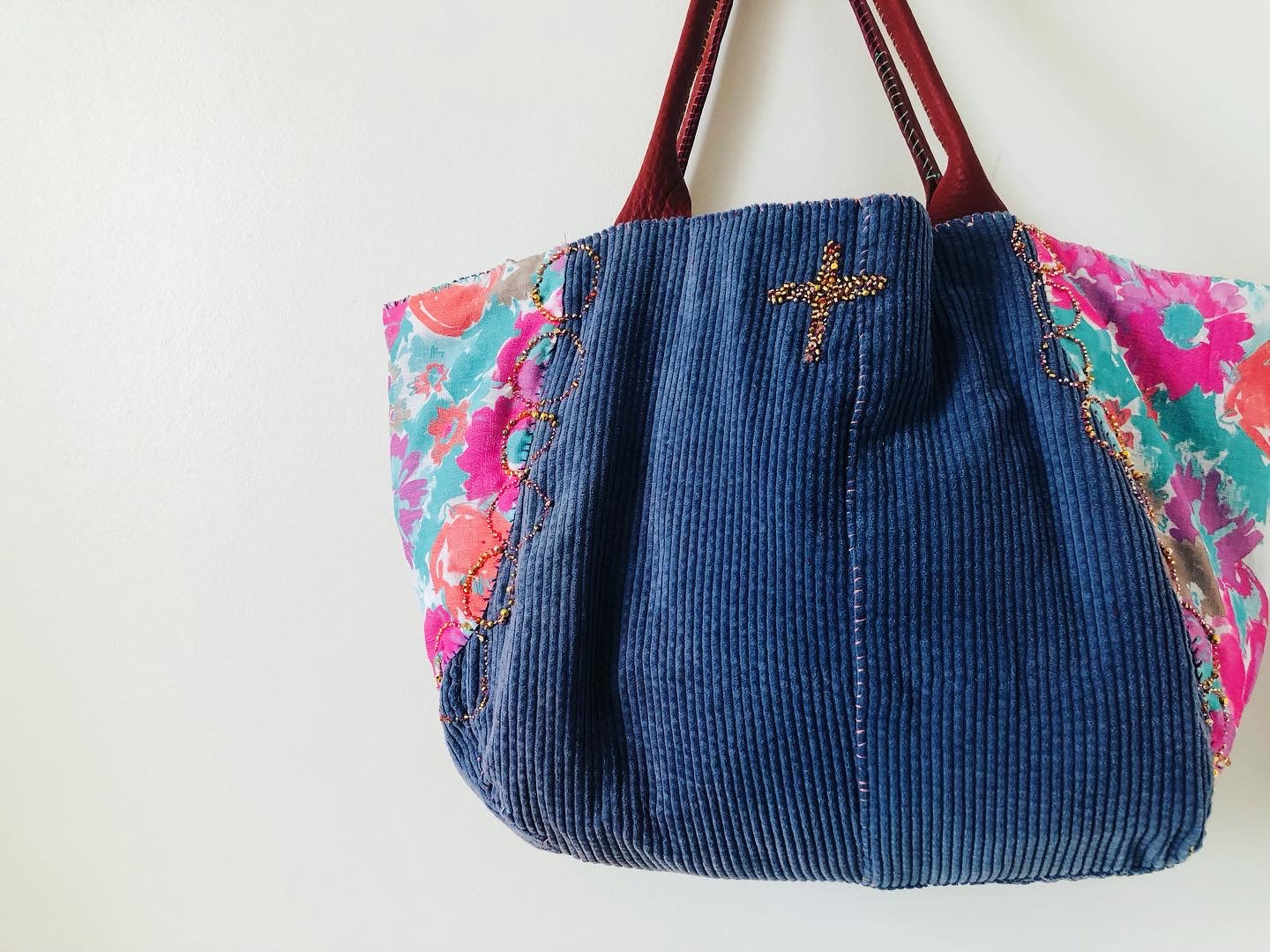Bag   手縫いのバッグ　布製　スローファッション　ハンドメイド　1995