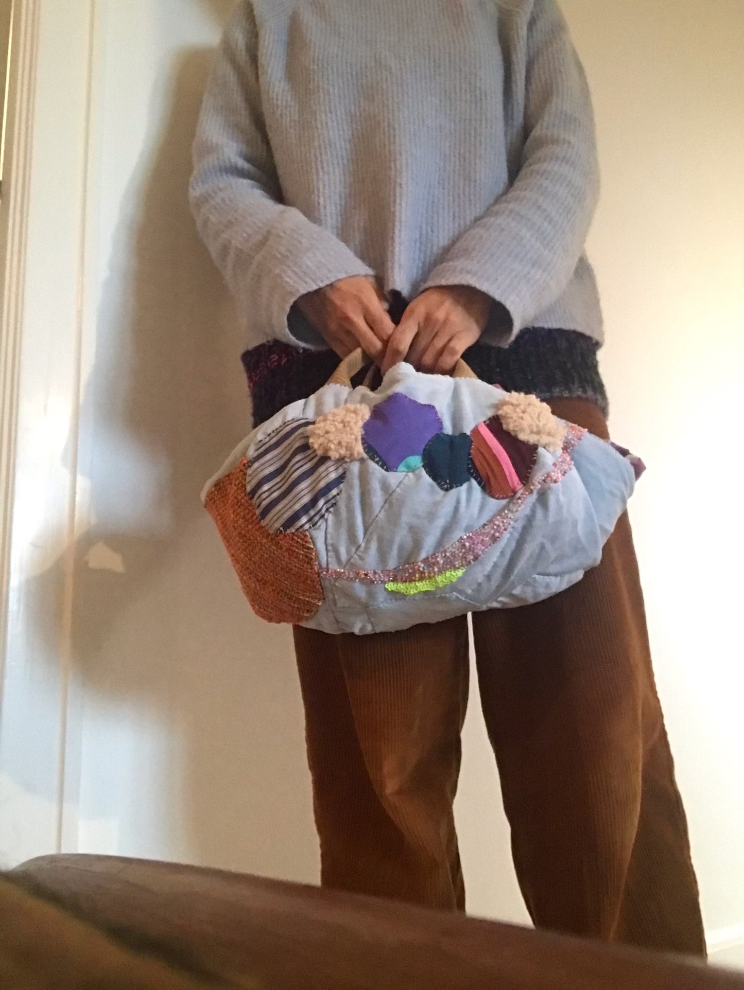 Bag   手縫いのバッグ　  布製　スローファッション　ハンドメイド　1925