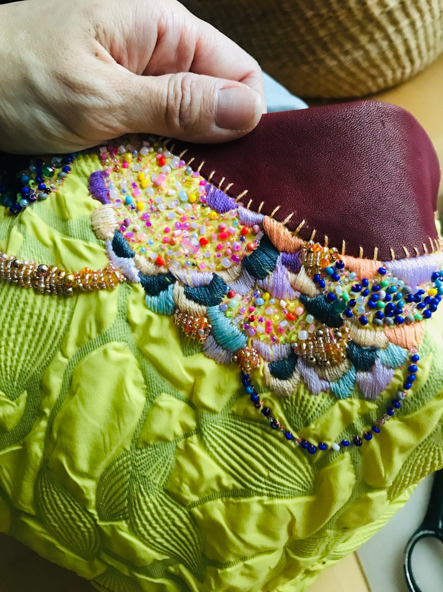 Bag   手縫いのバッグ　  布製　スローファッション　ハンドメイド　1920